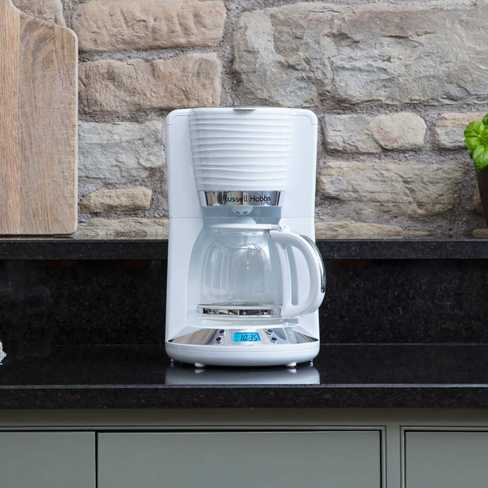 Russell Hobbs 24390-56 Cafetière, Inspire Blanc (max 10 tasses, verseuse en verre 1,25 L, Maintien au chaud) Machine à café filtre