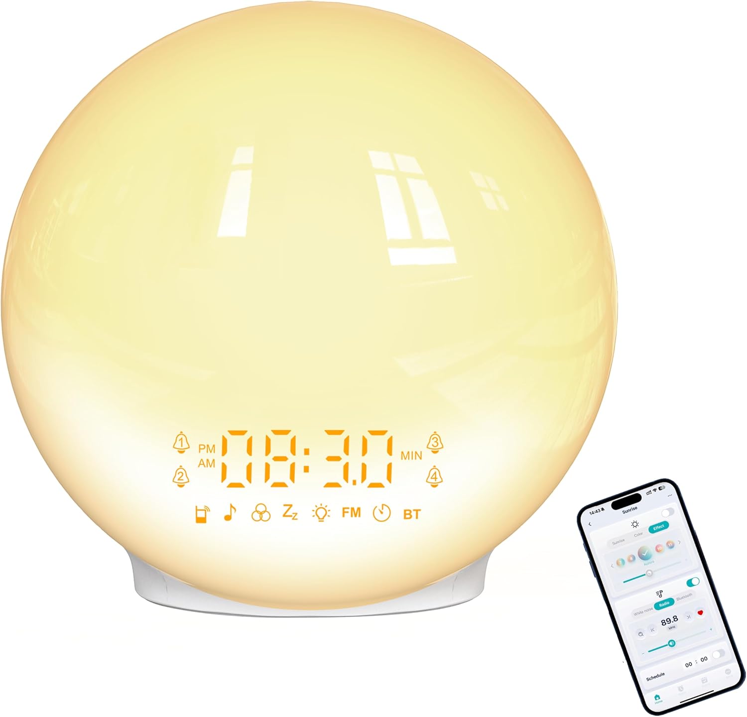 Smart Wake Up Light Sunrise Alarm Clock with Dawn-Dusk Simulation