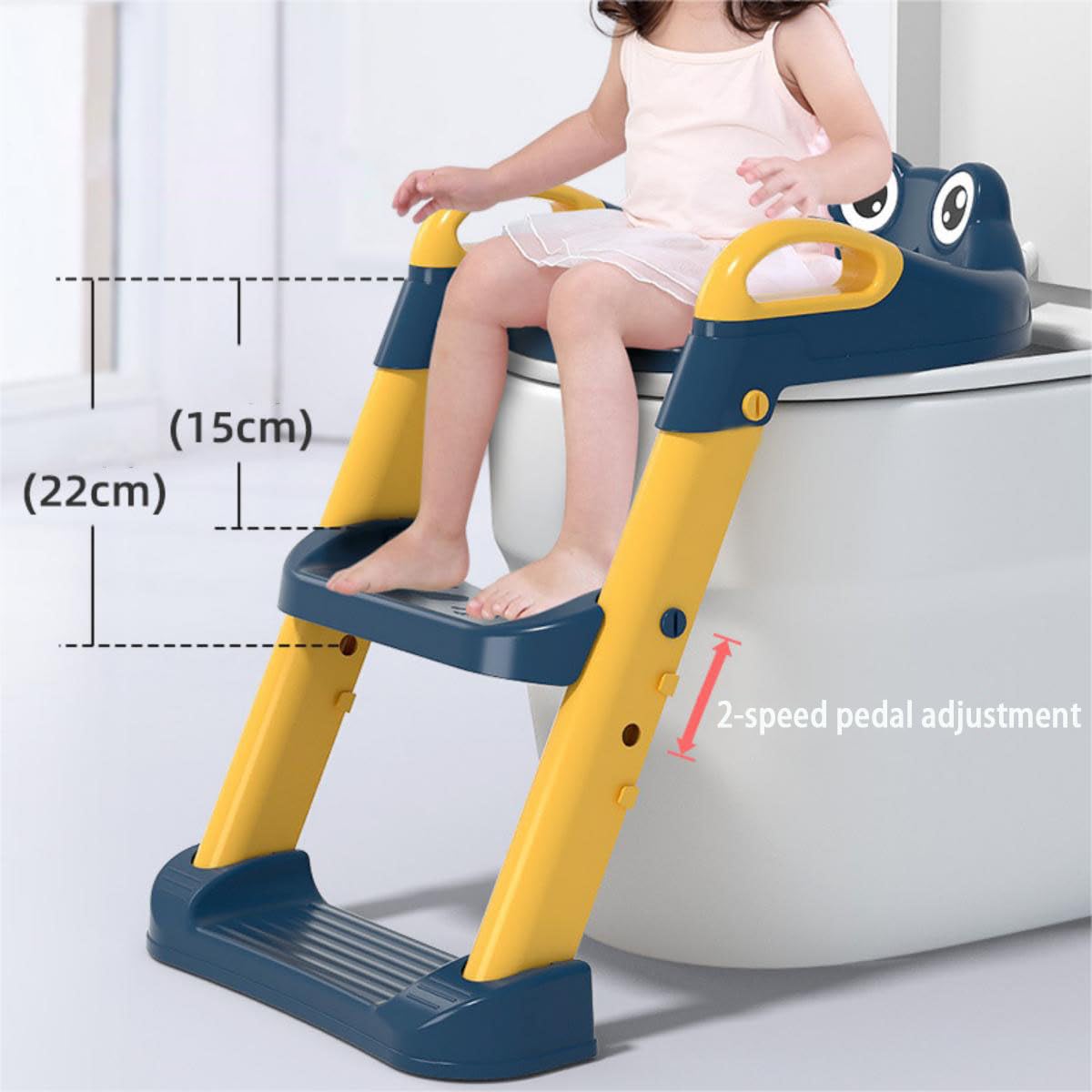 LANMOU Reductor WC Niños, Adaptador WC Niños con Escalera Asiento Inodoro Niños Portatil Infantil Asiento Inodoro de Entrenamiento para Niños Adaptador Baño para Niños con Respaldo Reposabrazos