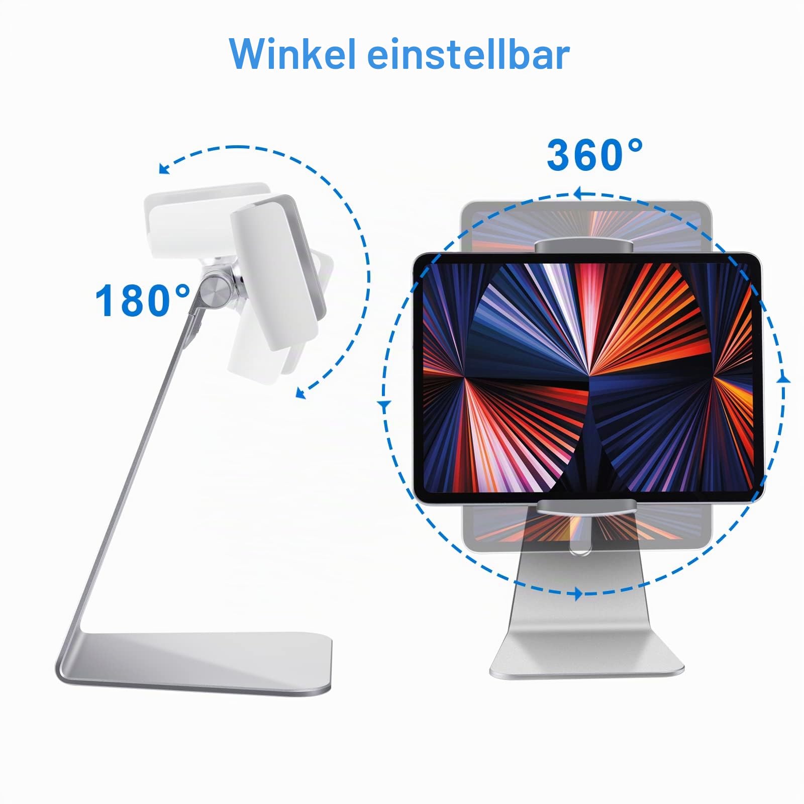 Tablet Ständer Verstellbar, Schwerer Aluminium Tablet Halterung Halter Tisch, Kompatibel mit iPad Pro/Air/Mini, Samsung Tab, Surface Pro, Kindle Fire (7-13 Zoll)