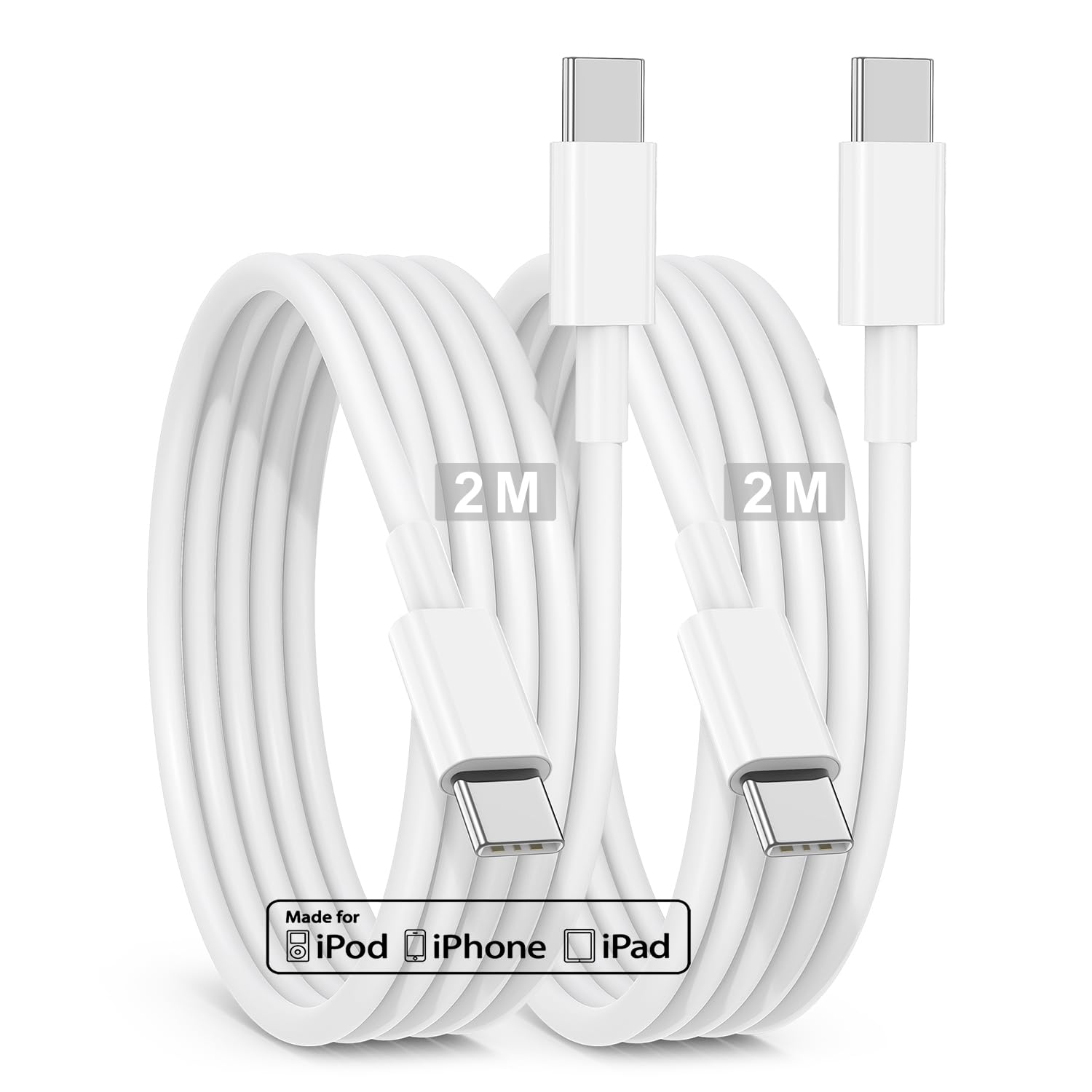 Cavo USB C Ricarica per iPhone 16 15, 2Pack 2M Long Cavo USB C USB C Ricarica, 60W Cavi Ricarica Rapida Type C Cavetto 2M per Apple iPhone 16/16 Pro/16 Pro Max/15/15 Plus/15 Pro Max/iPad Pro