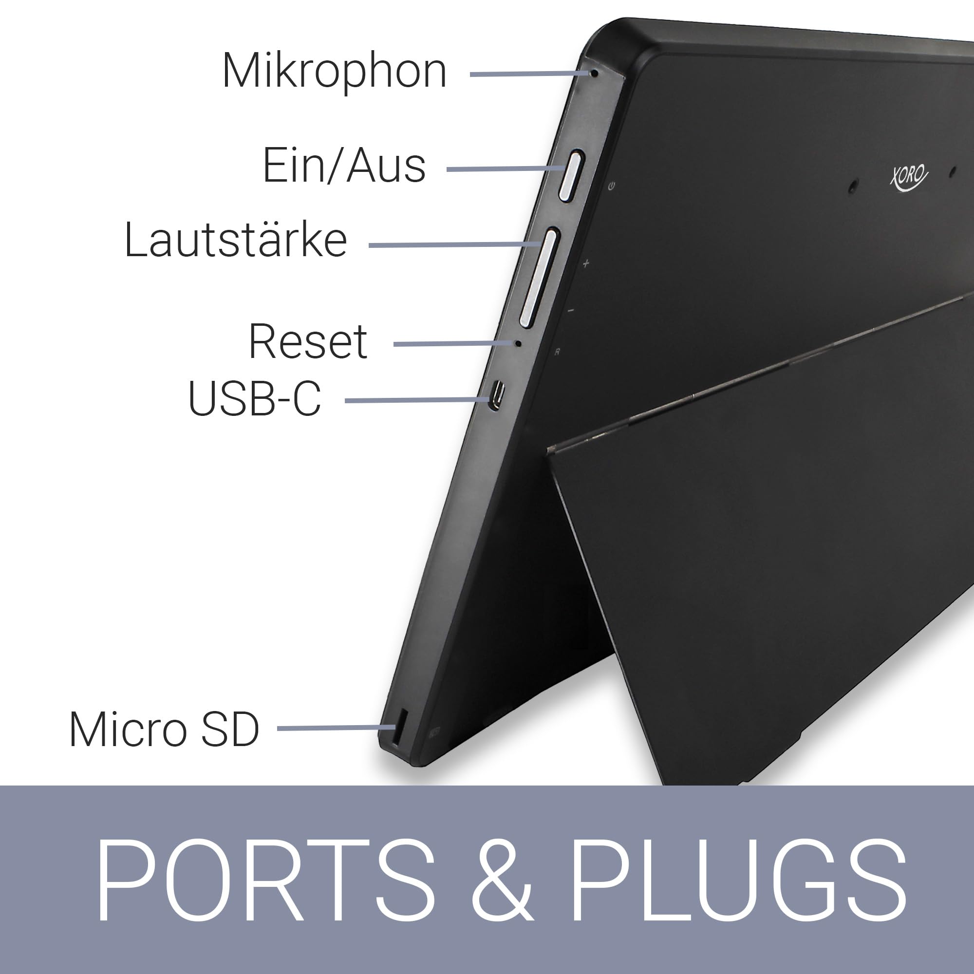 Tablet PC 13.3 pollici Xoro MegaPAD 1333 Pro con display IPS FullHD, Android 13, batteria da 10.000 mAh, CPU, 6 GB RAM, 128 GB Flash, 5G WiFi, Bluetooth, lettore di schede, fotocamera da 5 MP,