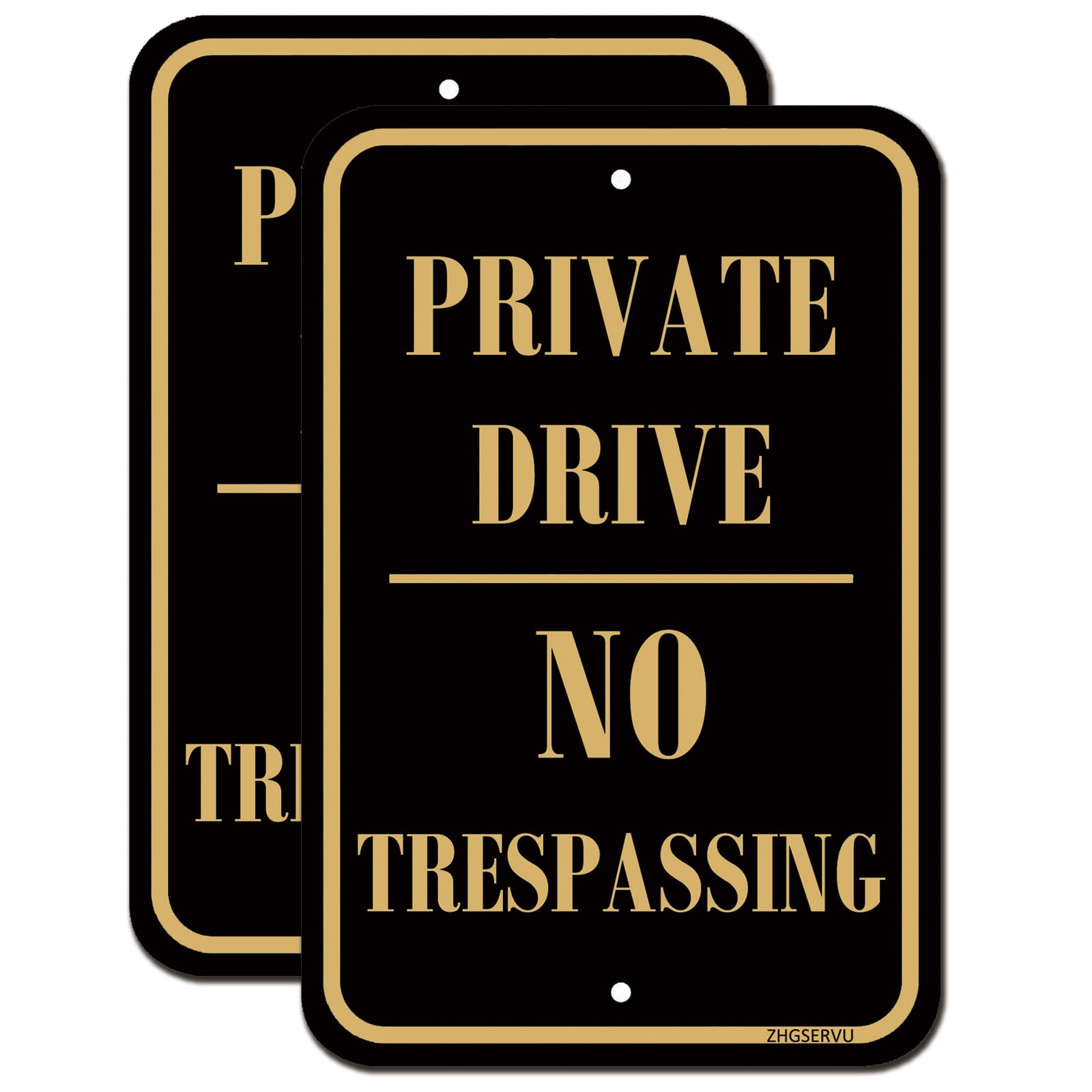 Private Drive No Trespassing Signs 2 Pack 12 x 18 Inches Private Driveway Sign Reflective Private Road Warning Signs Metal Sturdy Rust Aluminum