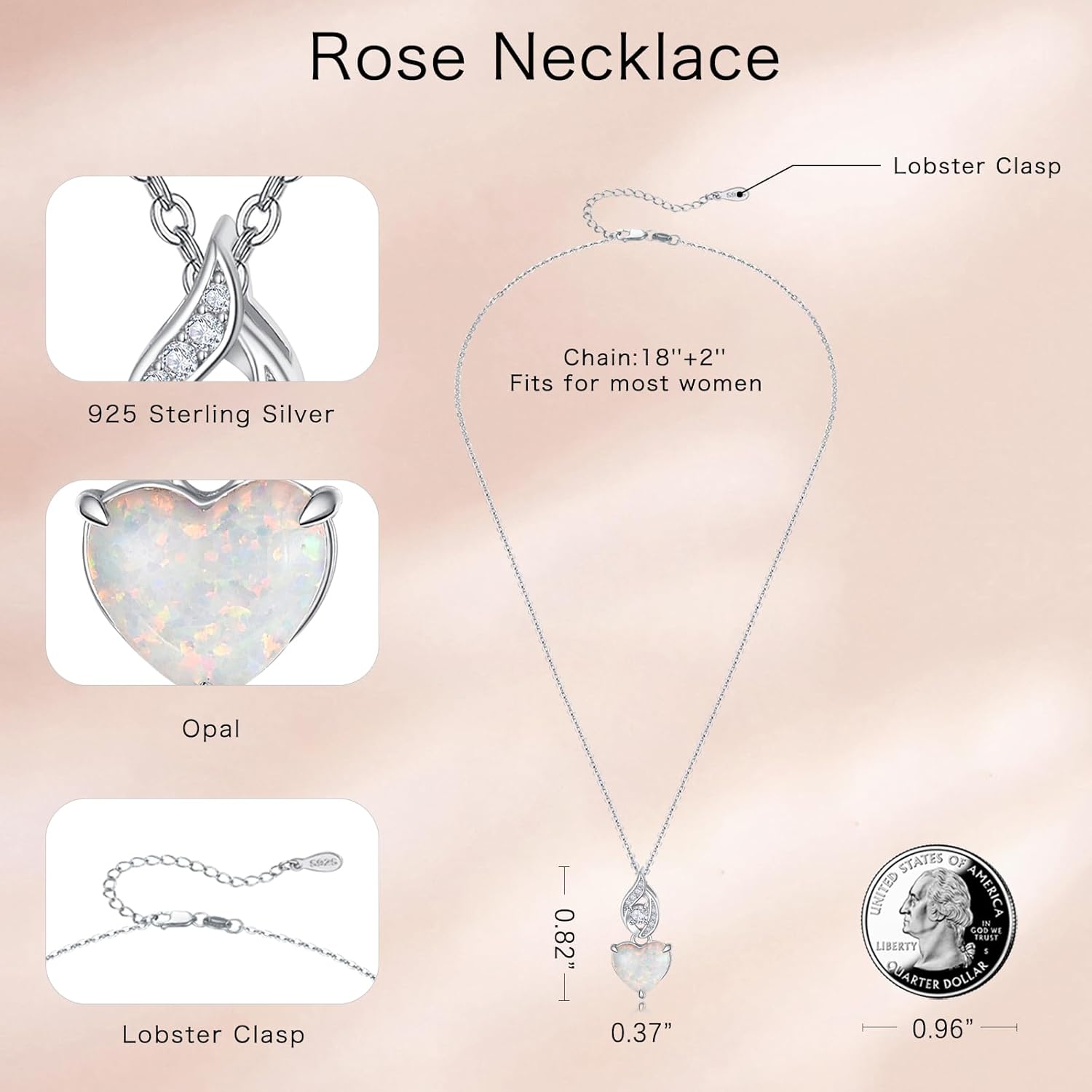 AENEAS Created Opal Necklace Sterling Silver Dainty Heart Pendant Jewelry Gifts for Anniversary Birthday Christmas for Women Mom Wife - Image 5