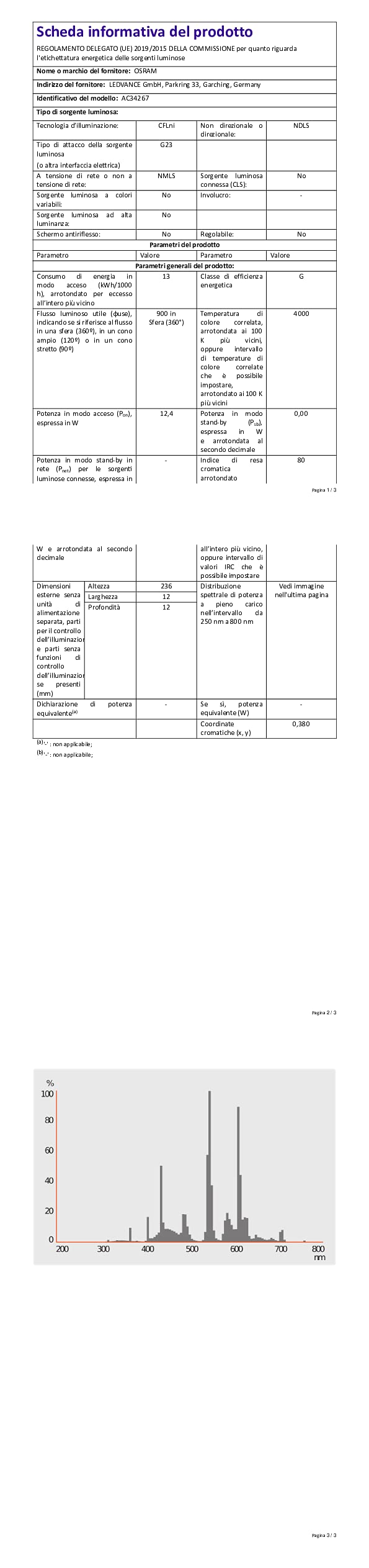 Lampada Fluorescente Compatta Osram DULUX S 11W/900 - 4000K, Bianco Neutro, Attacco G23