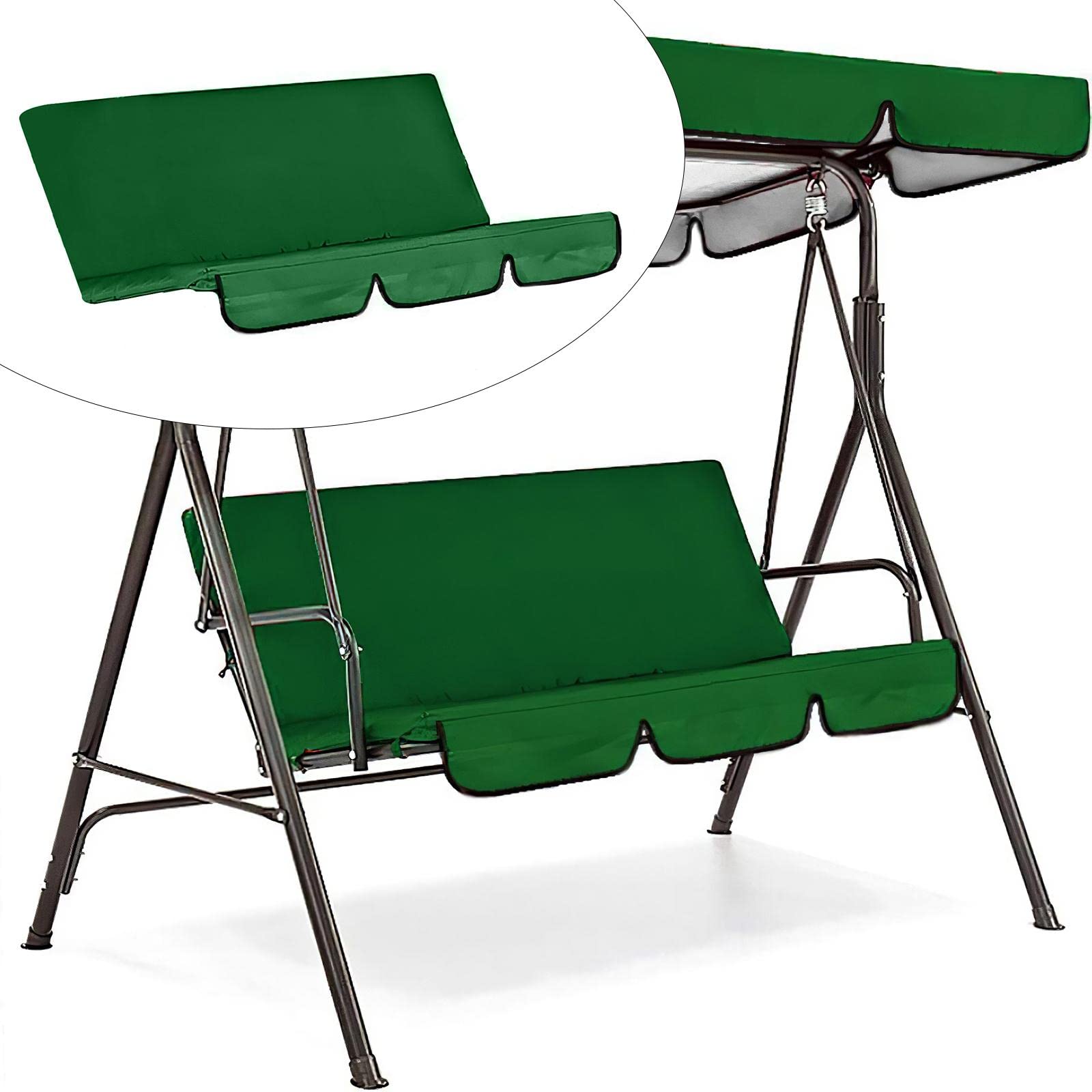 SNAPPSY Garden Swing Seat Cover Patio Cushion Protection Bench Covers Dark Green|Universal 3-Seater Swing Seat Cover (150x50x10cm) – Waterproof & Sun Protect Polyester Cushion Protector-image-40