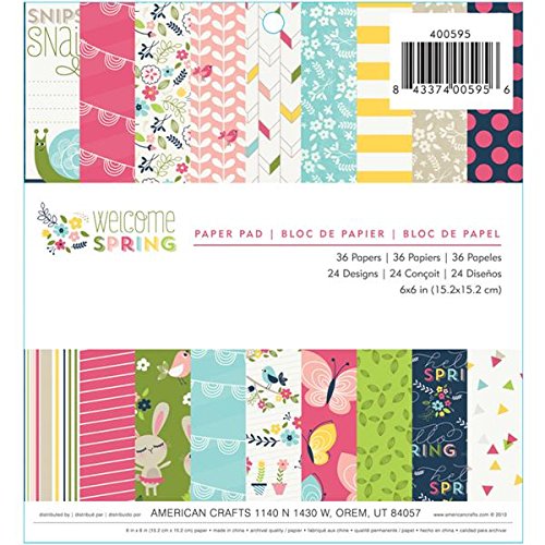 American Crafts 36 Sheets Imaginisce Welcome Spring Paper Pad, 6 by 6-Inch