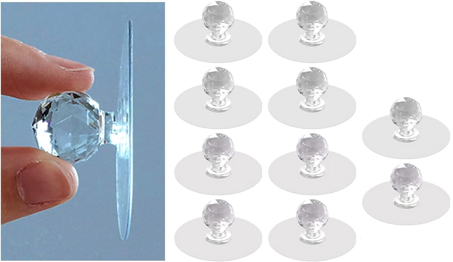 Navaliya Strong Sticker Drill Free Self-Stick Push Pull Helper, Diamond Crystal Shaped Hook, Clear Cabinet Drawer Knobs for Wardrobe,Kitchen,Bathroom (10 Pcs) (B0CHS847GW) Amazon Price History, Amazon Price Tracker
