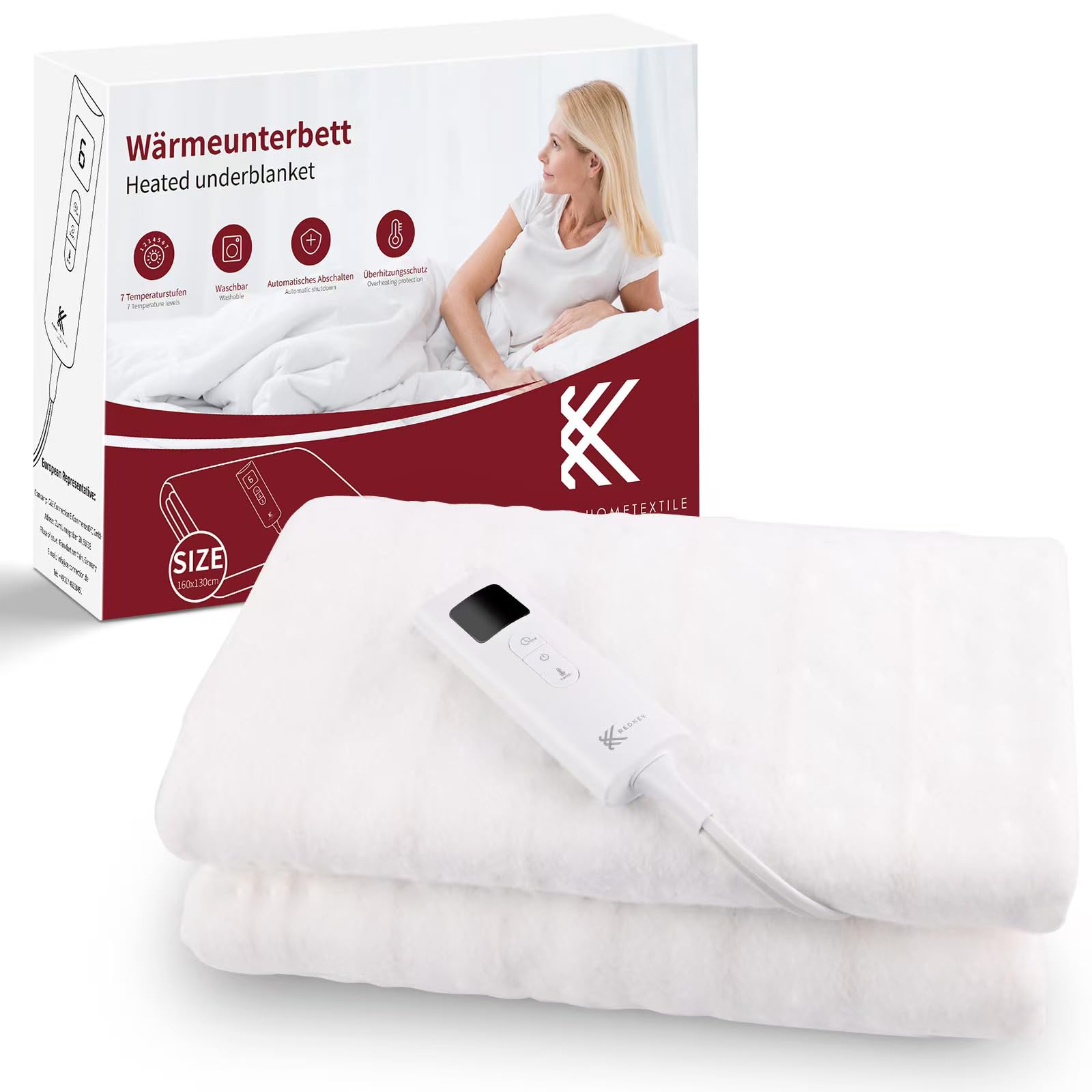 Lloytron Sottocoperta Elettrica Singolo Bianco – 3 Temperature, Lavabile, Funzione Pre-riscaldo