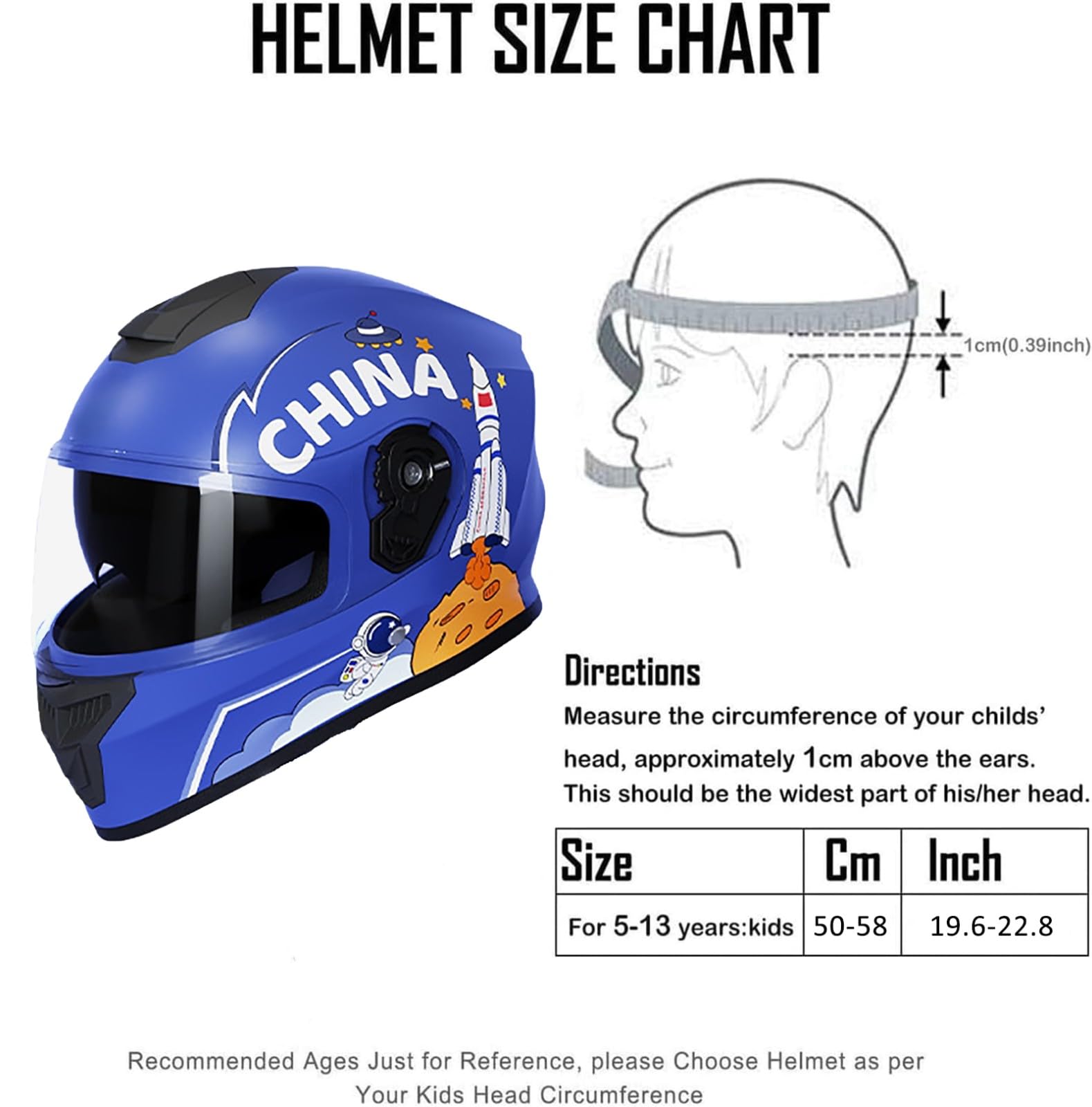 Casco Integrale Da Moto Per Bambini, Adatto A Maschi E Femmine Dai 5 Ai 13 Anni, Omologato ECE 22.05, Casco Multisport Per Biciclette Elettriche, Monopattini E Go-Kart.