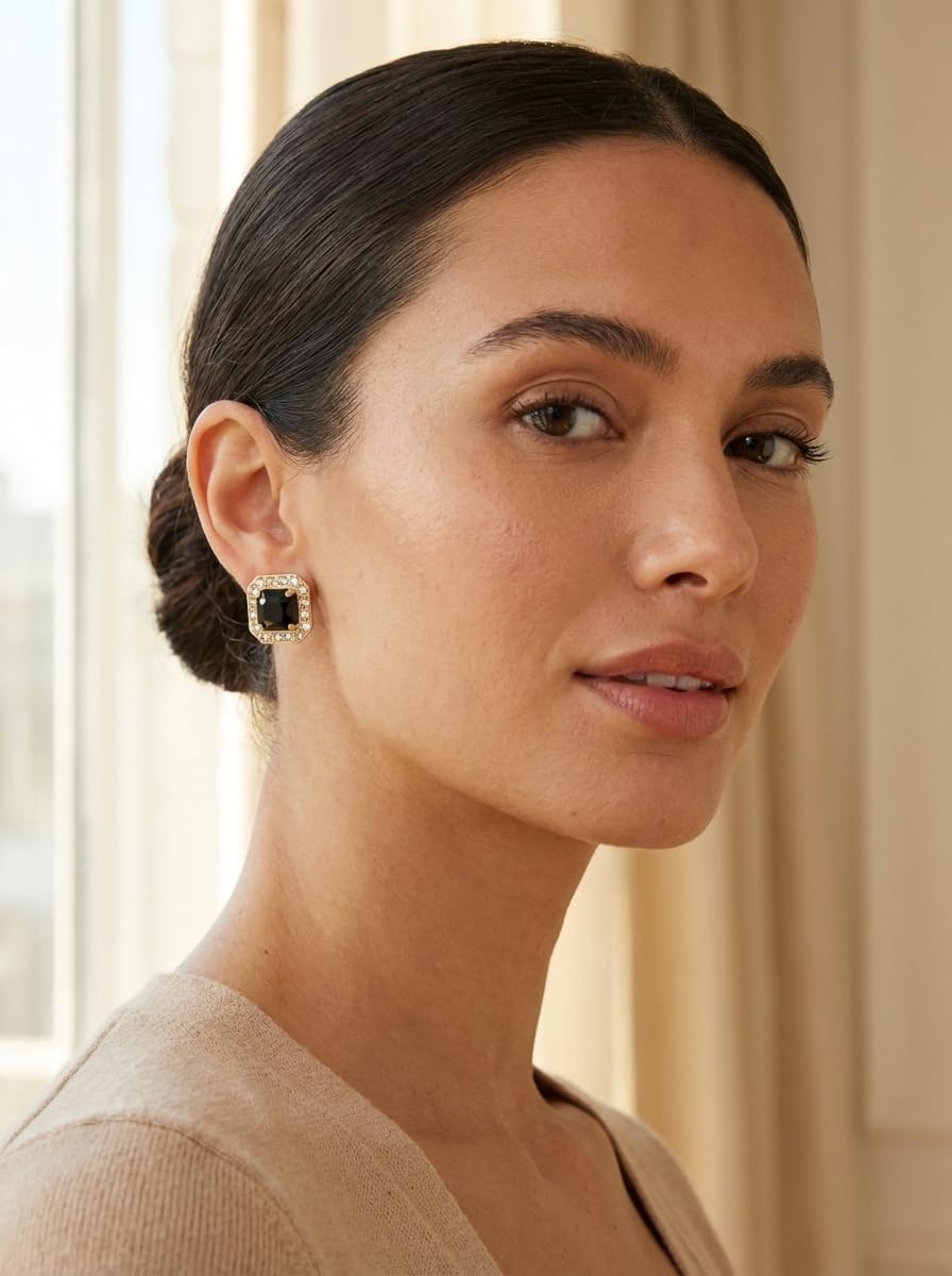 Sorrelli Autumn Stud Earrings – Crystal-Embellished Imperial Square Halo Studs