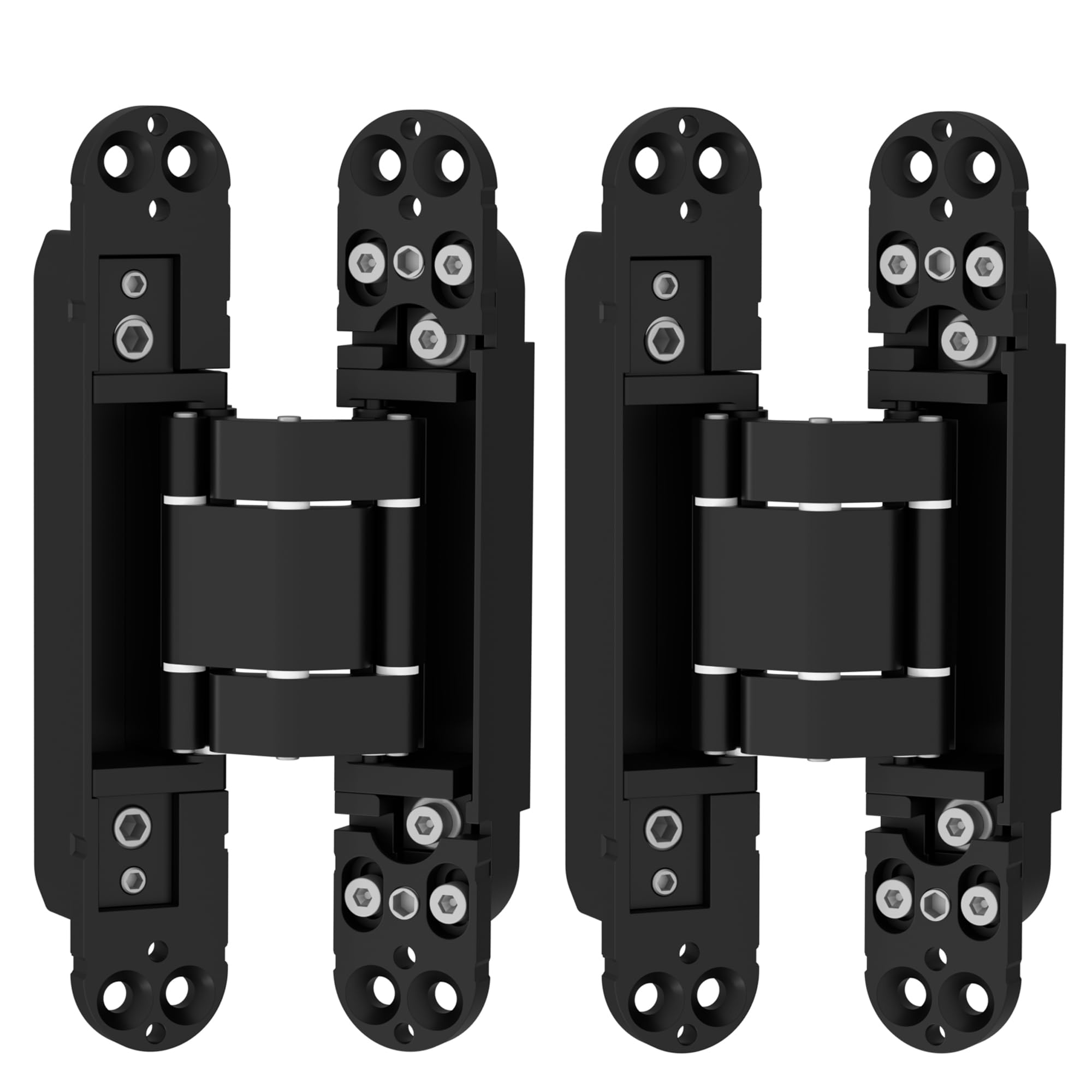 6inch Hidden Door Hinges, 2 Pack Invisible Hinges Concealed Hinge Zinc Alloy 180 Degree Swing Hinge 3 Way Adjustable Silent Butt Hidden Hinges for Secret Door 6 x 2.5 x 1 inch