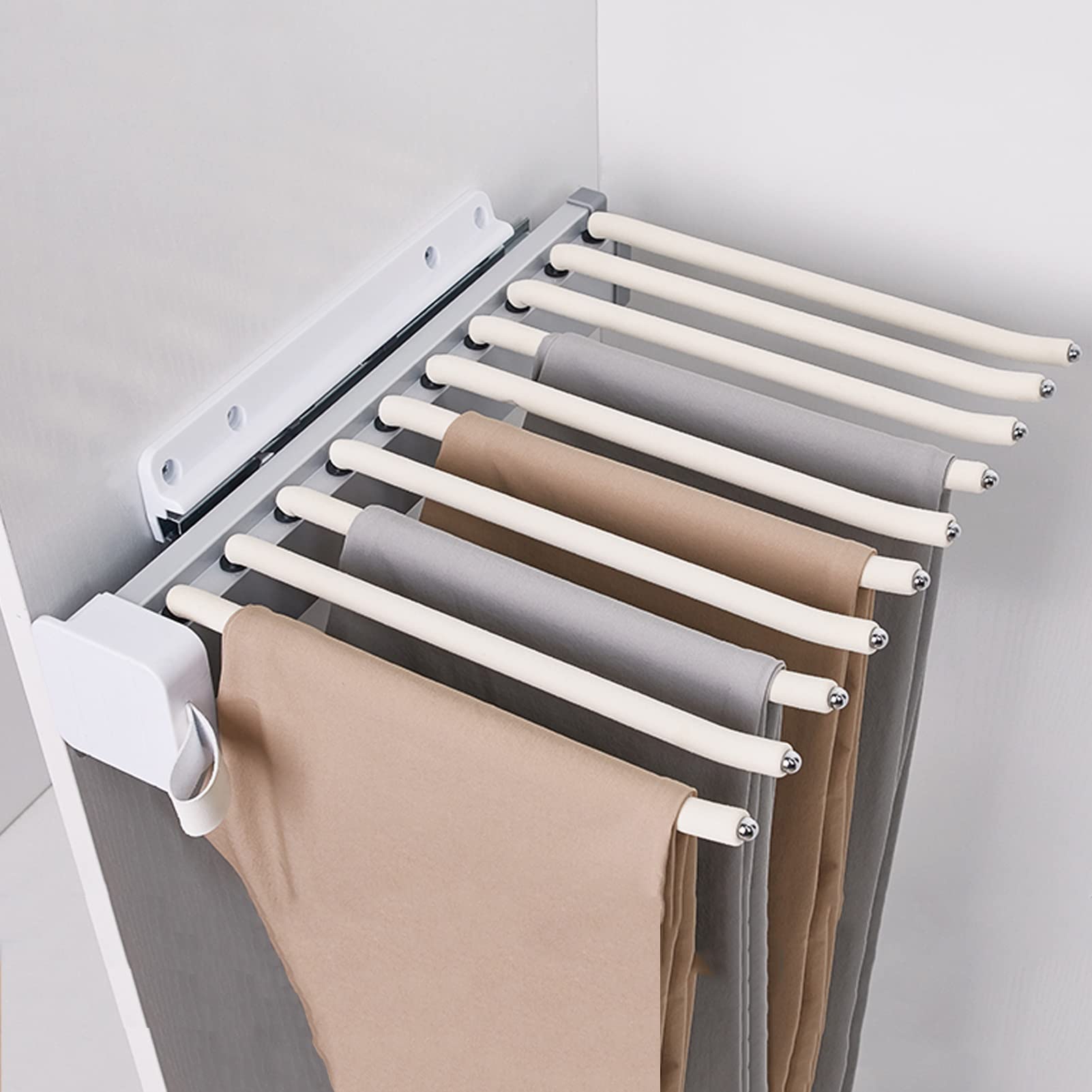 Porte-pantalons extensible en acier avec rails d'amortissement haut de gamme