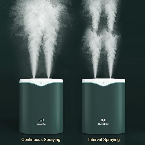 Miniatura 2 de YUHOME Humidificadores de doble pulverización de 2L con luz LED, humidificador de apagado automático de niebla fría, humidificadores de escritorio