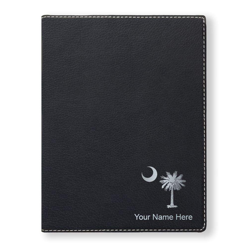 Small Portfolio Notepad, Flag of South Carolina, Personalized Engraving Included (Black)