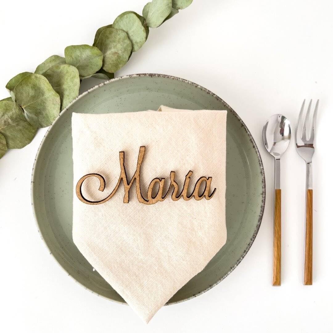 Cocholate Pack de 5 Marcasitios de madera. Nombre marcasitios Personalizados. Pedido mínimo 5 Marcasitios. Ideal bodas, comuniones, bautizos, cumpleaños, celebraciones