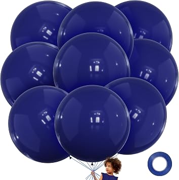 LEEZZIZZ Navy Blue Giant Balloons 9 Pcs, 36 Inch Jumbo Large Latex Balloons for Kids Party, Wedding, Birthday Supply Decorations