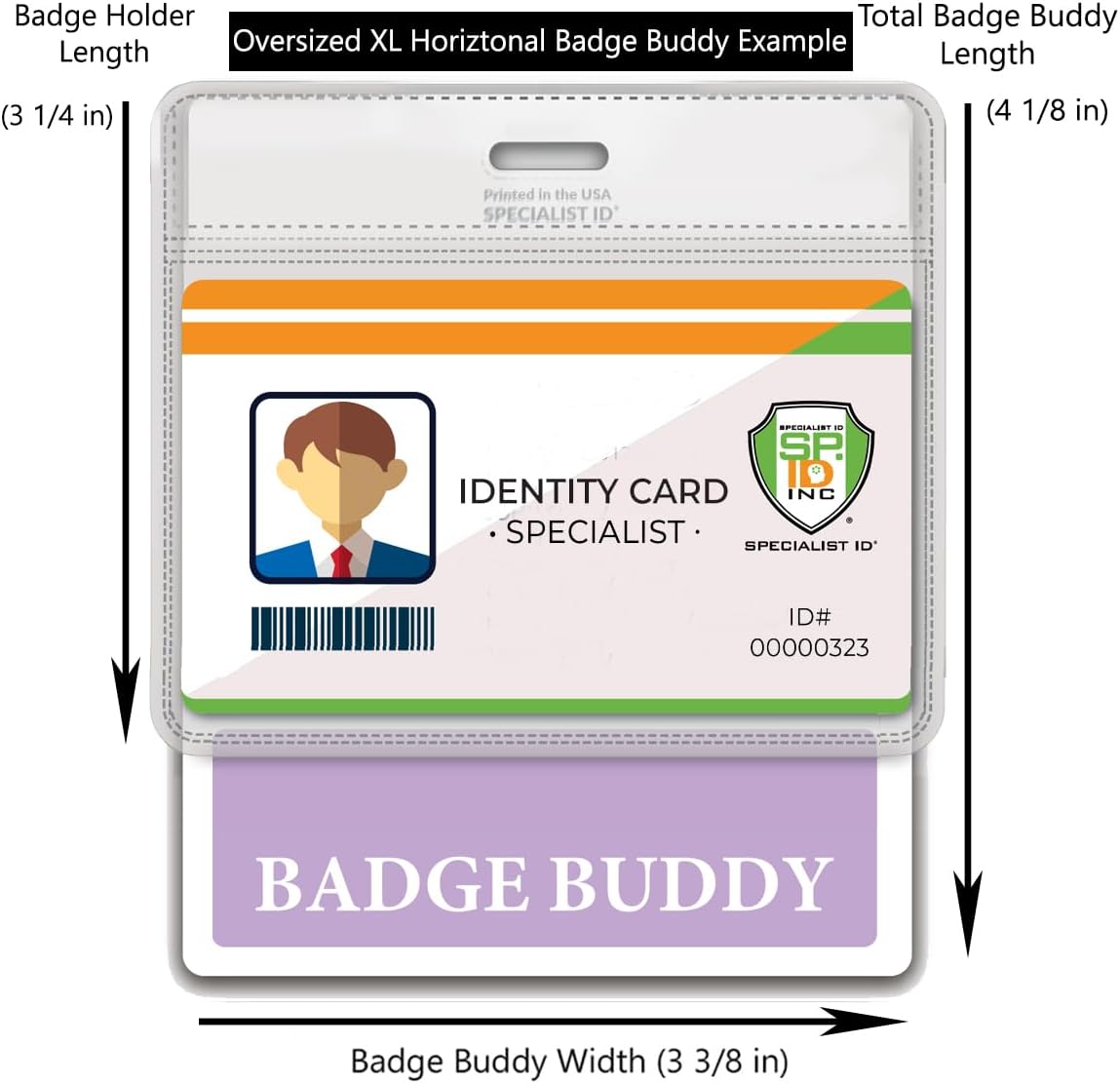 Bulk 20 Pack - Oversized Custom Badge Buddy Horizontal - Extra Large Badge Buddies Role I’D Backer Card for Nurses - 3 3/8 X 4 1/8 - Wear with I’D Holder - USA Printed by Specialist ID (Lavender)