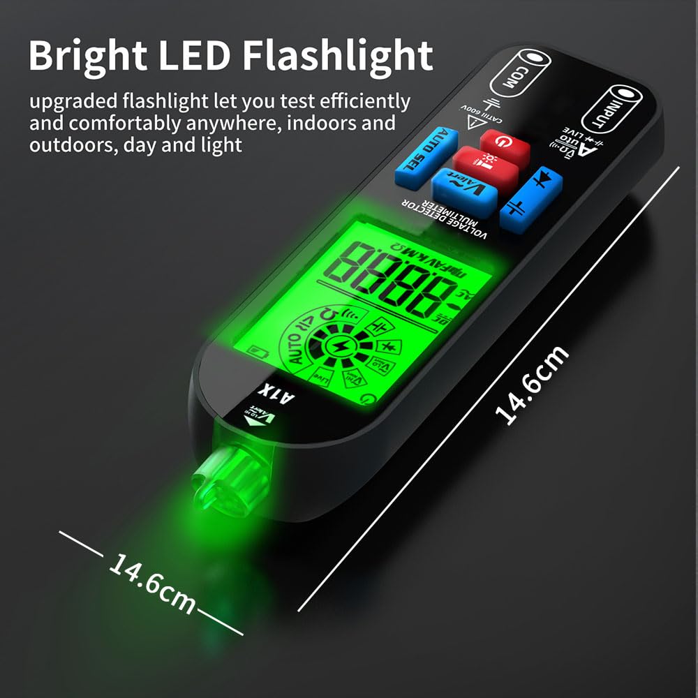 A1X Intelligent Digital Multimeter Auto Ranging Smart Digital Multimeter, Zero and Fire Wires Tester Fast Accurately Measures Voltage, Current, Conductor On/Off, Color Ring Resistance