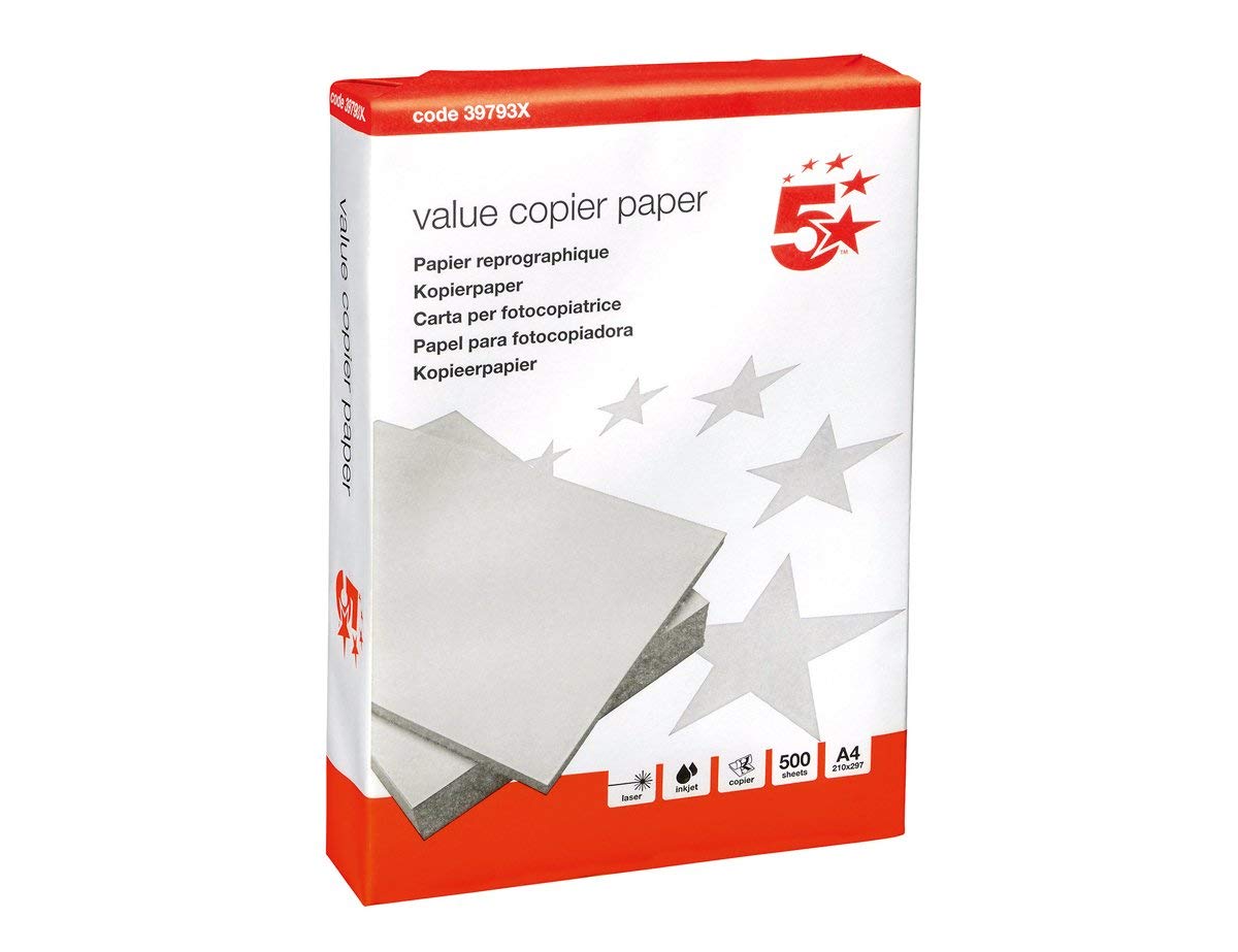 5 Star Value Copier Paper Multifunctional Ream-Wrapped FSC 75gsm A4 White [500 Sheets]