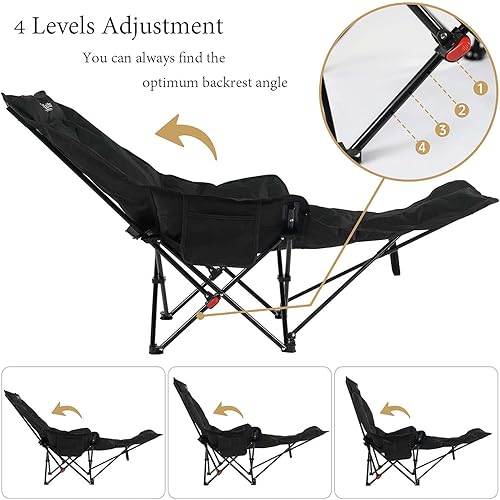 Miniatura 5 de Cuna de campamento plegable de doble propósito con reposapiés extraíble para adultos, silla de dormir ajustable fácil de montar con bolsa de