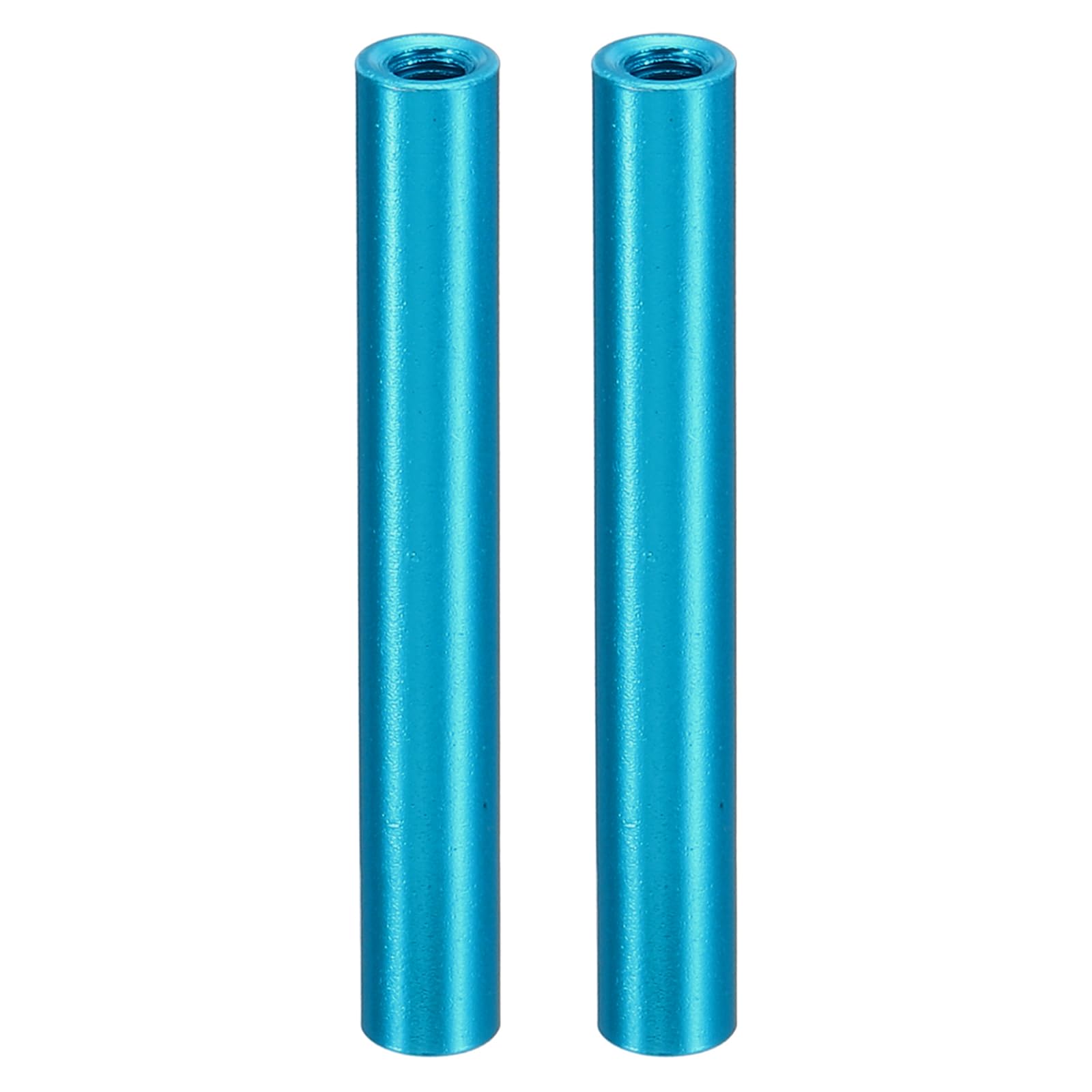 PATIKIL 2pcs M3 Metal Threaded Standoff Spacer Nuts, Round Aluminum Spacers Female Coupling Screws, 1/8" ID x 3/16" OD, Blue, (35mm L)