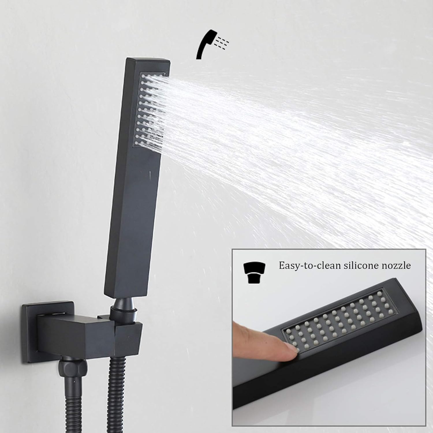 Digital Display Shower Combo Set Wall Mounted Black Bathroom Shower Faucet Set with 10 Inches Stainless Steel Shower Head, Handheld Shower, Tub Spout, Embedded Box