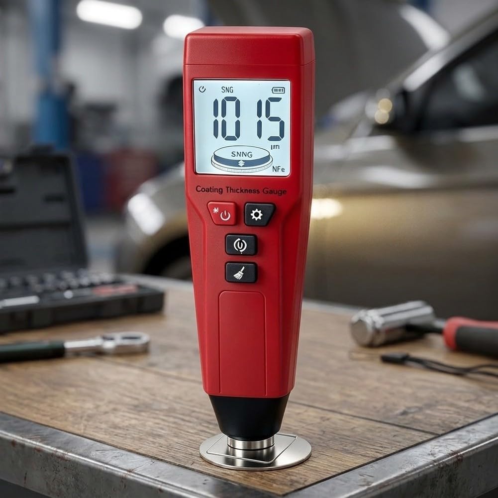 SV608A Beschichtungsdickenmessgerät für Eisen & Aluminium, Dual-Modus Einzelpunkt & Kontinuierlich, Digitales Handmessgerät mit Hintergrundbeleuchtung für Auto Lackierung und Metallprüfung