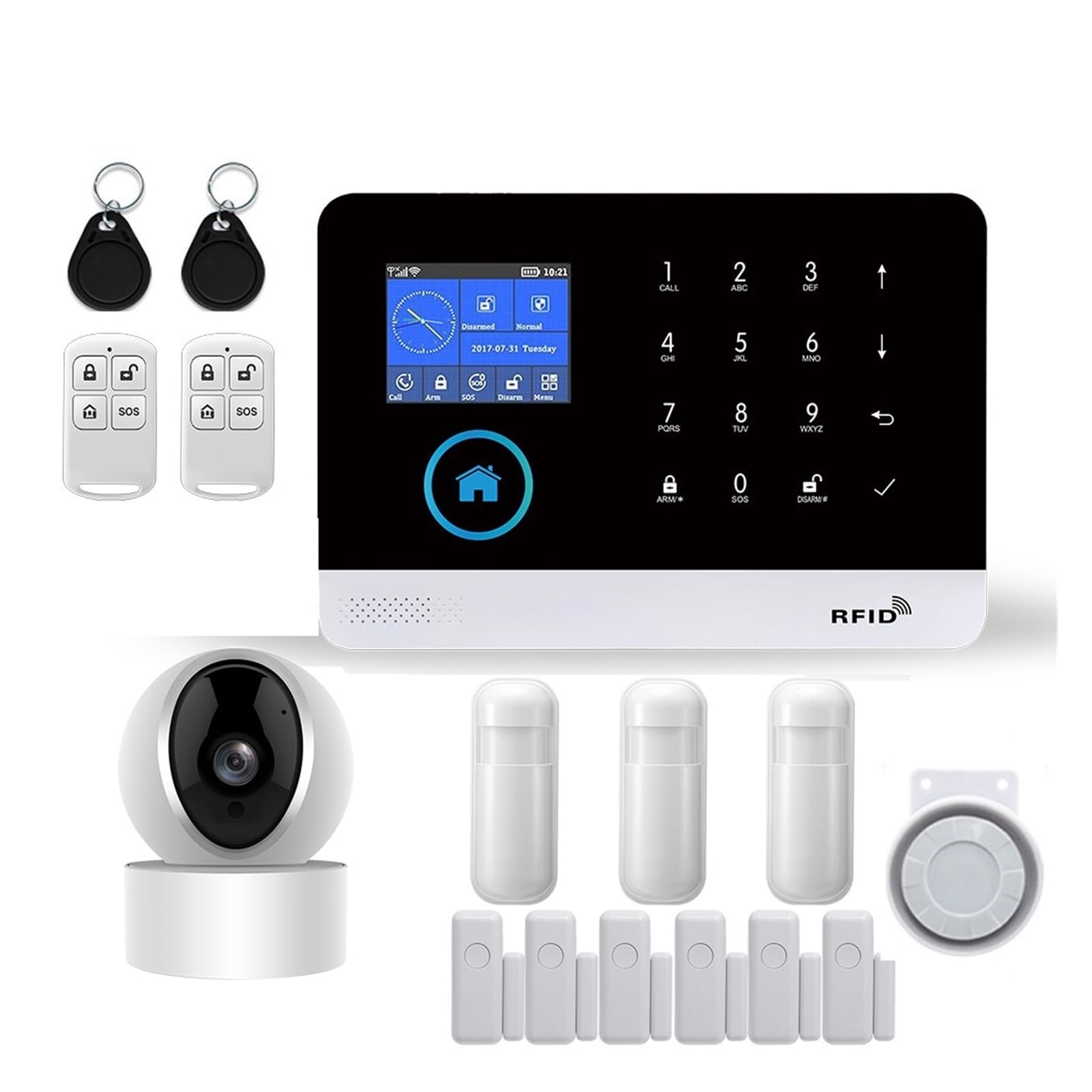 TUYA Wireless WIFI GSM Home Security Alarm System With Solar Strobe Siren PIR Motion Sensor Compatible Remote Monitoring(T)