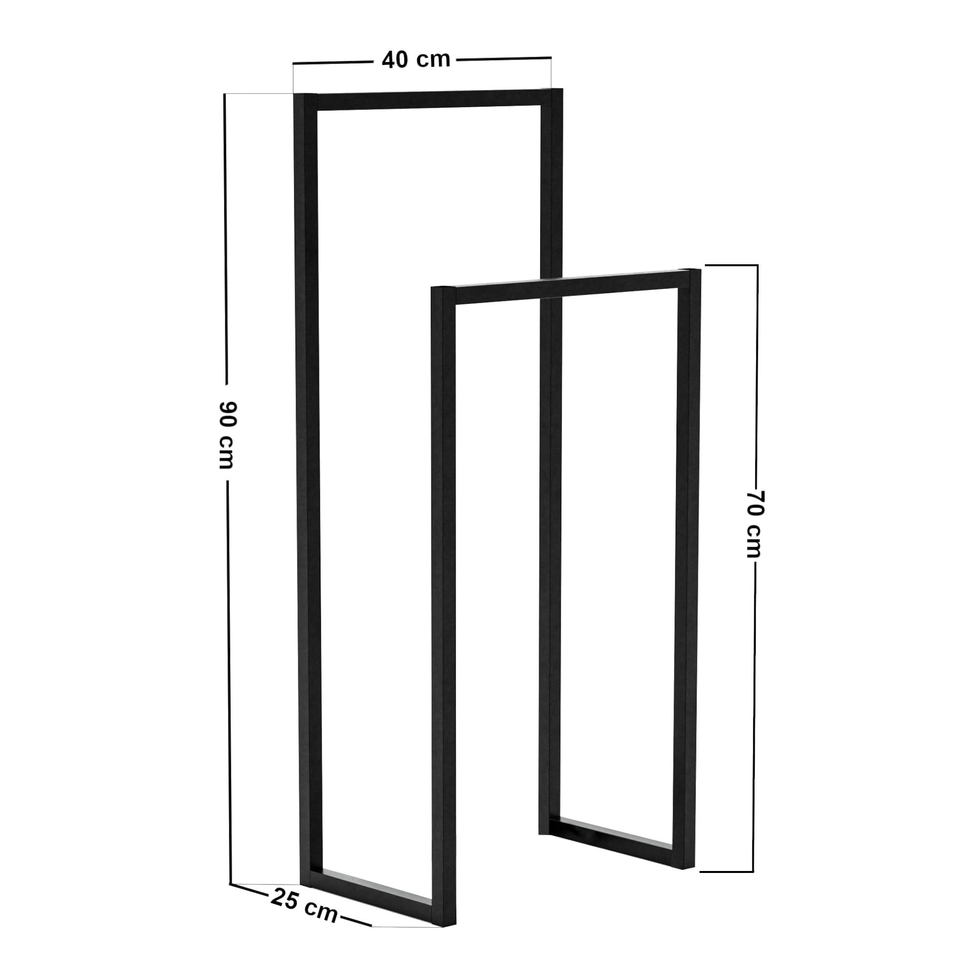 [en.casa] Wieszak na ubrania Holtålen z 2 drążkami do ubrań, wieszak na garderobę, czarny, stojak na ubrania z metalu, stojak na kurtki, 90 x 40 x 25 cm, wieszak do przedpokoju