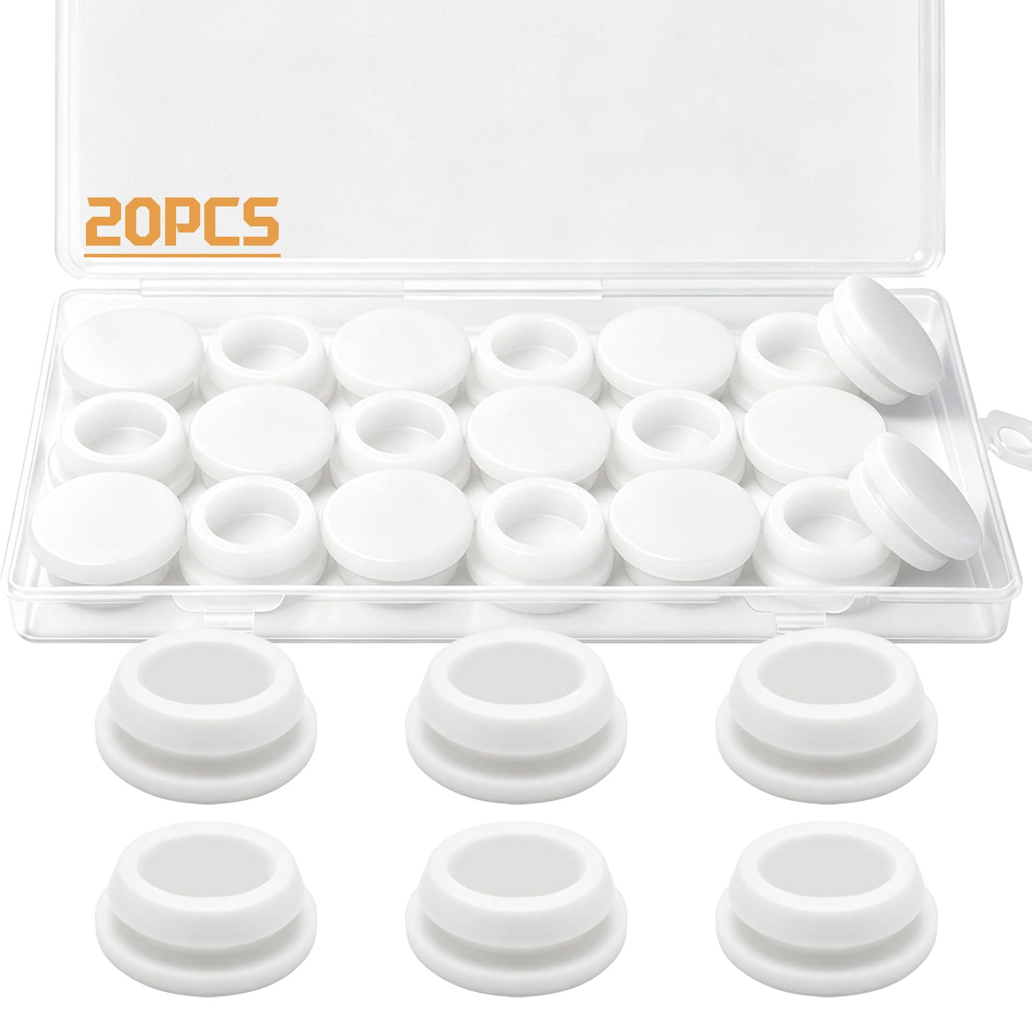 20PCS 3/4inch Silicone Plugs for Round Holes, 18mm Rubber Plugs Screw Hole Plugs DD044-18W