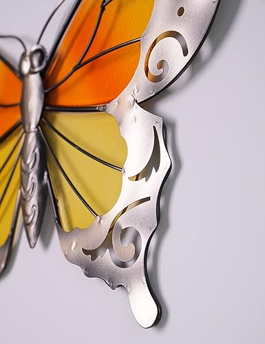 Miniatura 10 de HONCOEN Escultura de pared de arte de metal, decoración de pared moderna, estatua de mariposa 3D, regalo para el hogar, manualidades de vitrales en