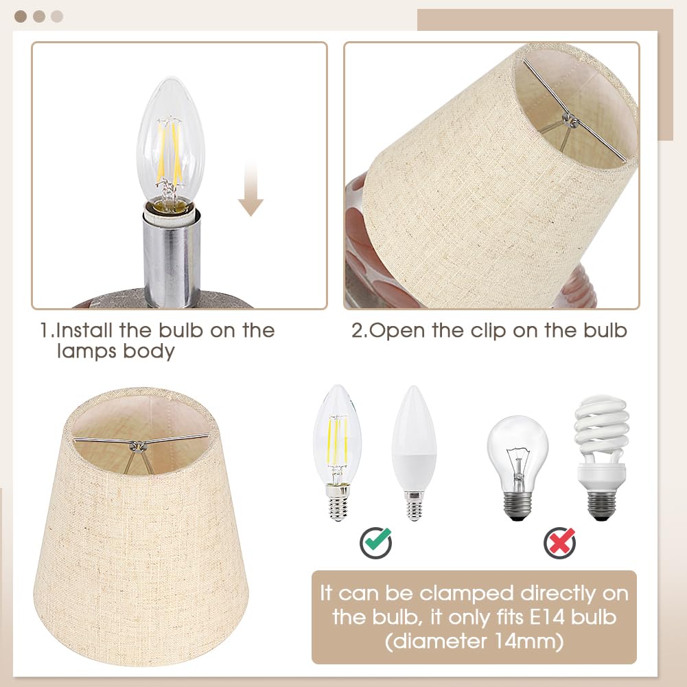 Set di 6 paralumi E14 lampadari in tessuto per lampada da tavolo, lampada da terra, lampada a sospensione 14 cm x 9 cm
