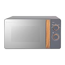 Russell Hobbs RHMM713G Microonde Manuale Compatto Grigio inStile Scandinavo, da 17 Litri e 700 Watt, con 5 Livelli di Potenza, Maniglia e Quadranti Effetto Legno, Timer, Impostazione di Scongelamento