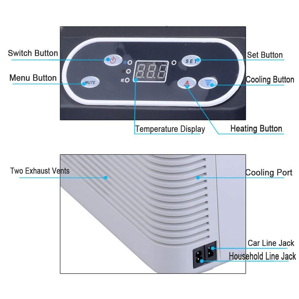 12L Auto Portatile Frigorifero/Auto e casa 12v / 24v / 220V Frigorifero Elettrico Mini Frigorifero Portatile Libero Caldo e Freddo, per Camion, Viaggi, Picnic,Campeggio