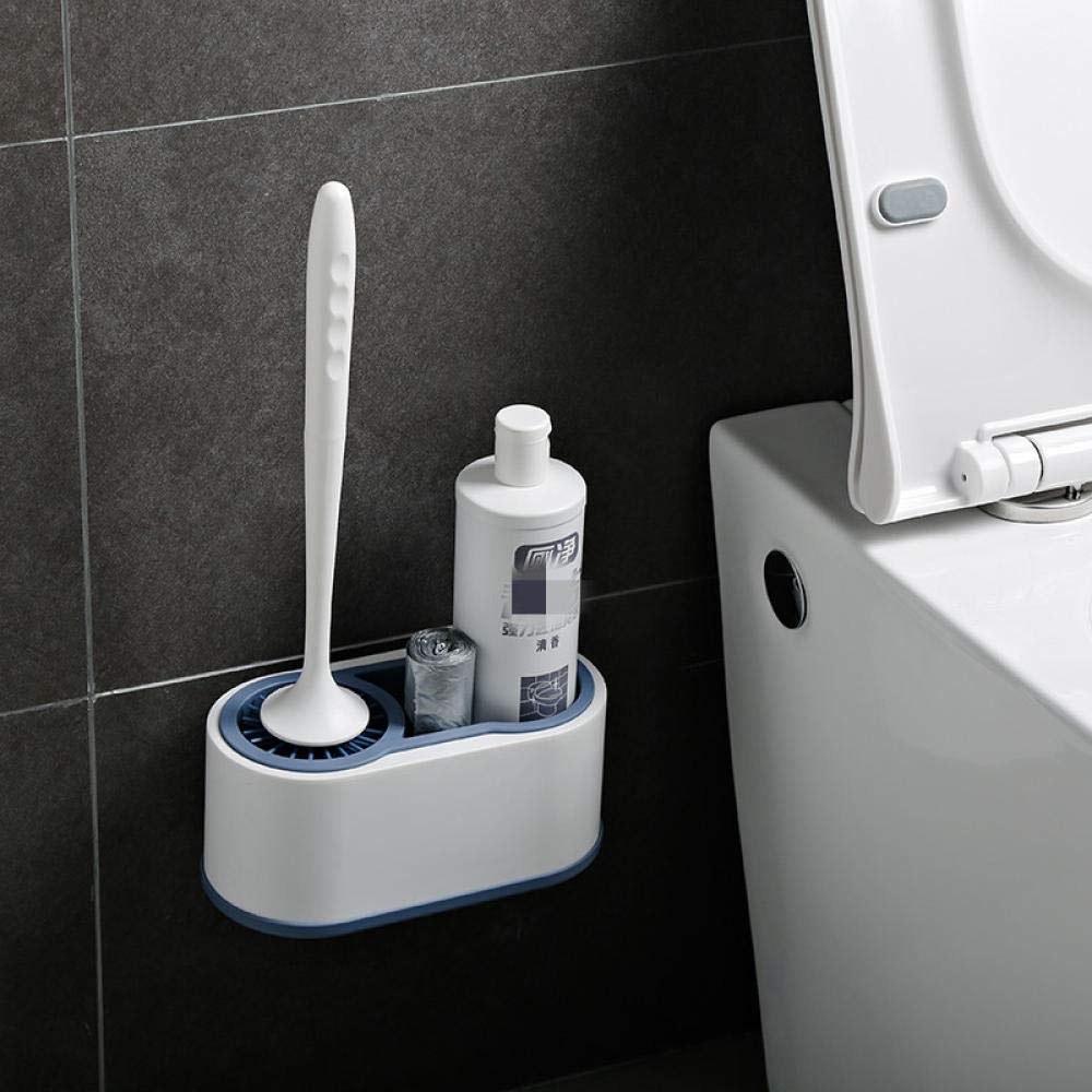 Kit de Cepillo Limpiador Tet, Cepillo y Soporte de Limpieza de Silicona de Secado rápido, para baño Tet, Floo (B_Azul)