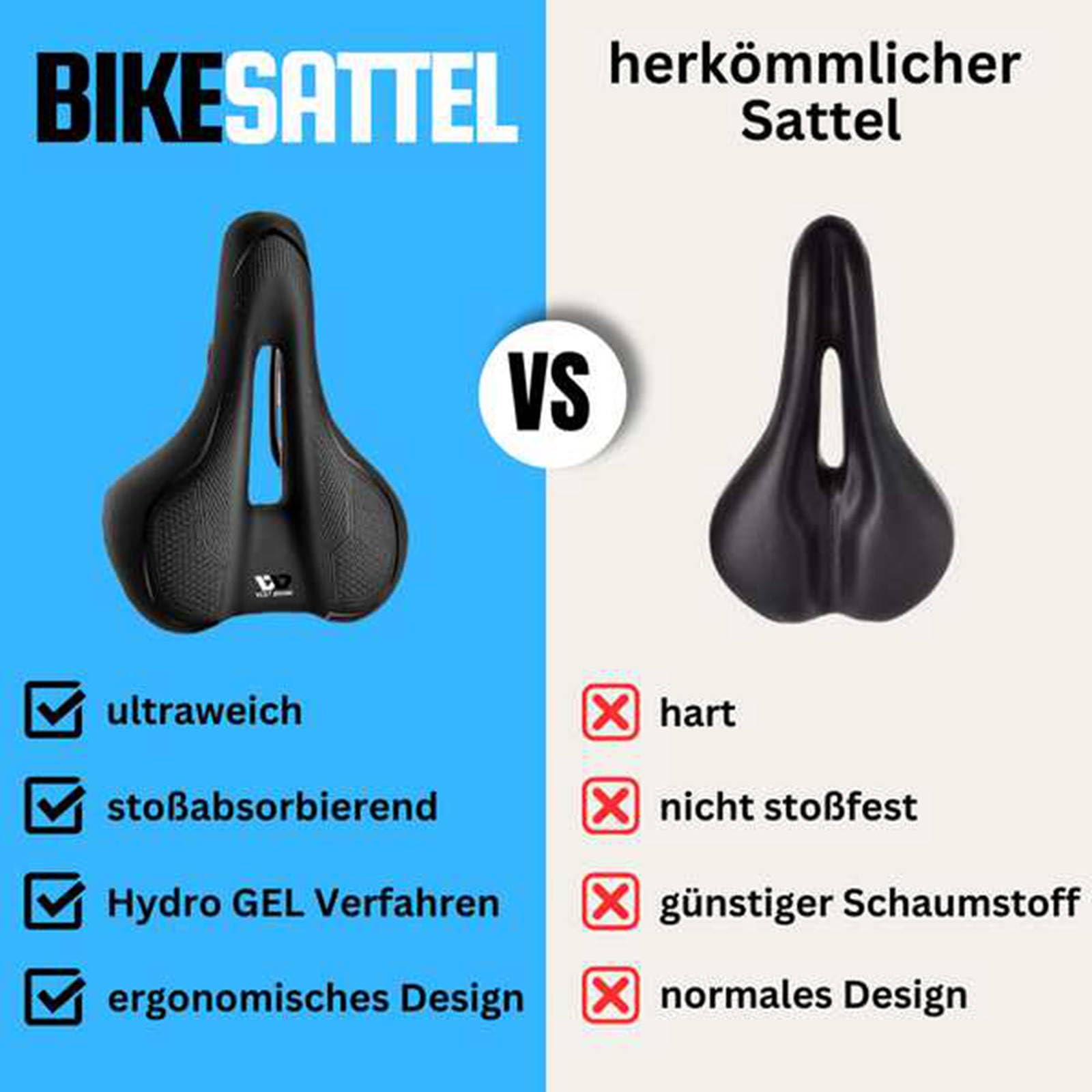 Bike Sattel Cloud Comfort Pro – Universal, Mit Memory-Schaum, Federung, Wasserdichtem PU-Leder, 27 X 17,5 X 8 Cm, Für Citybike & Mountainbike Bike Sattel Cloud Comfort Pro – Universal, Mit Memory-Schaum, Federung, Wasserdichtem PU-Leder, 27 X 17,5 X 8 Cm, Für Citybike & Mountainbike