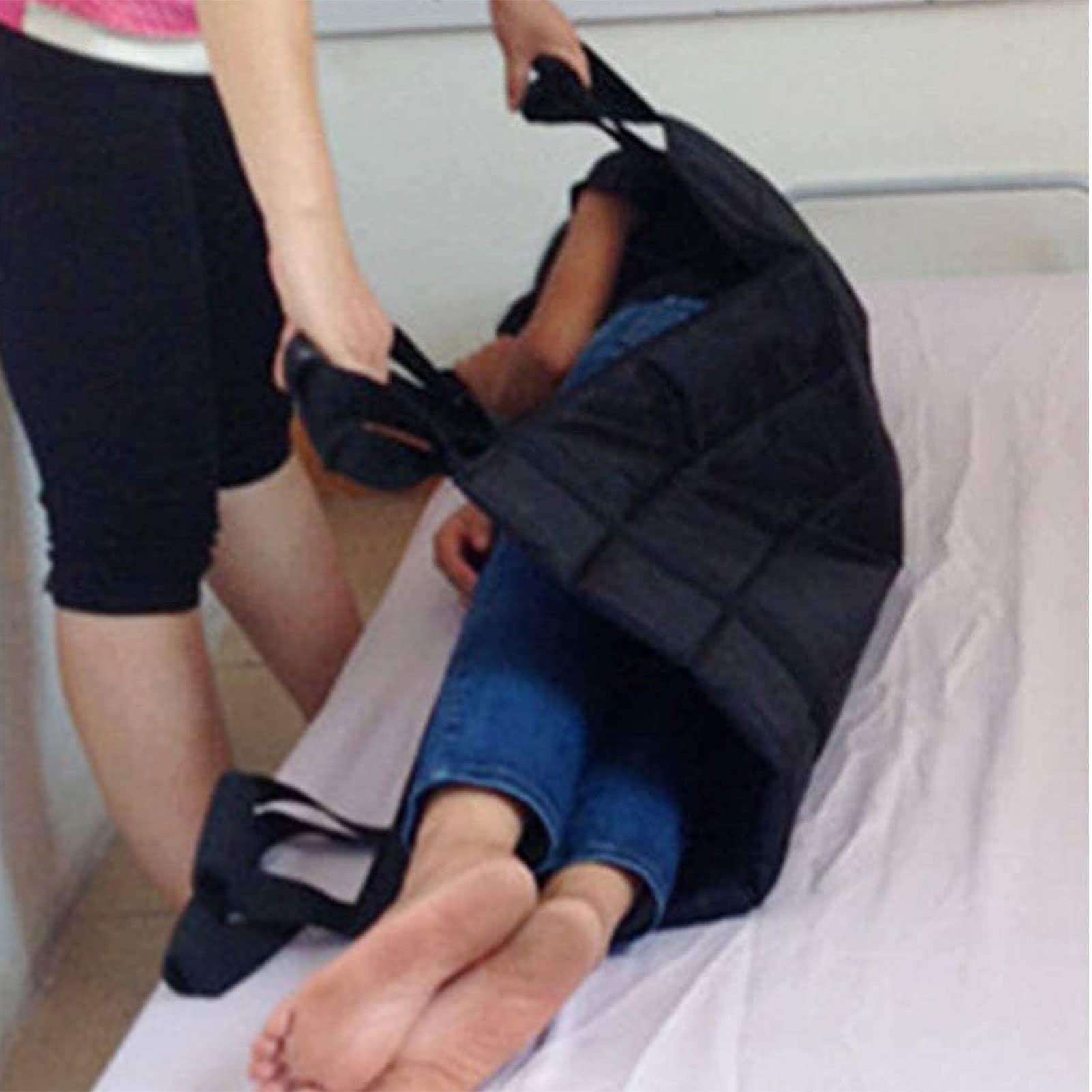 Cambiador de pacientes hemipléjicos con 4 asas, para traslado en cama de ancianos con almohadilla de transferencia, dispositivo auxiliar de elevación con cinturón de cuidado para levantar, girar