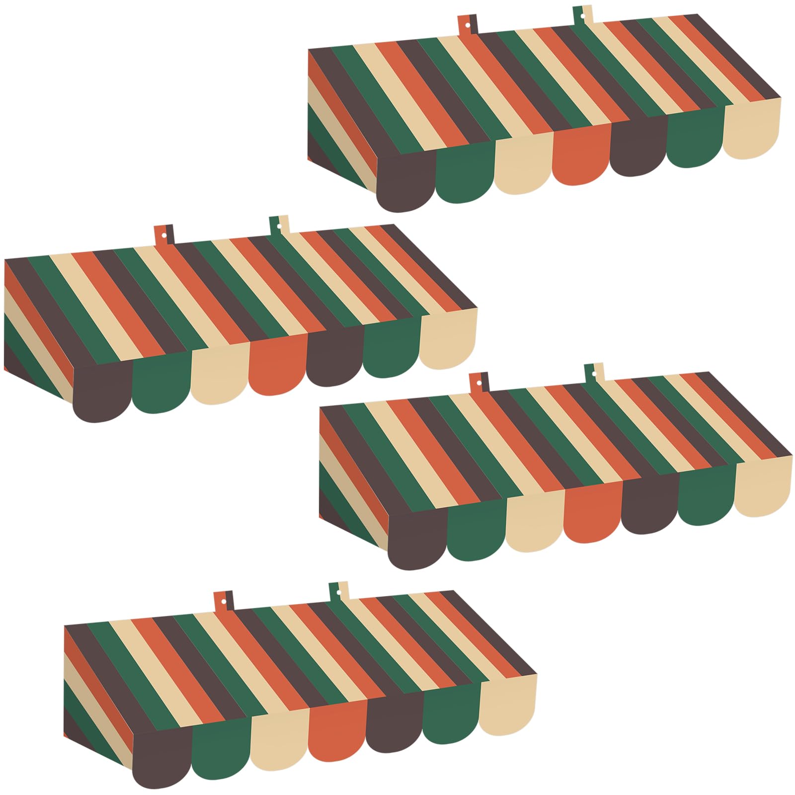 Tallew 4 Pcs 3D Cardboard Awning Wall Decor, Stripe, Vintage