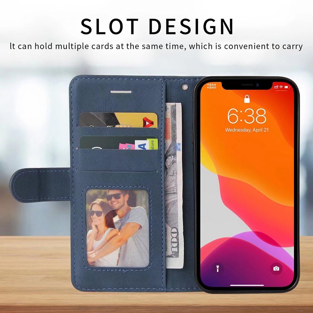 SEAHAI Cover Portafoglio In Pelle Per Motorola Moto G56 5G – Custodia A Libro Con Slot Per Schede E Supporto, Antiurto, Blu - 3
