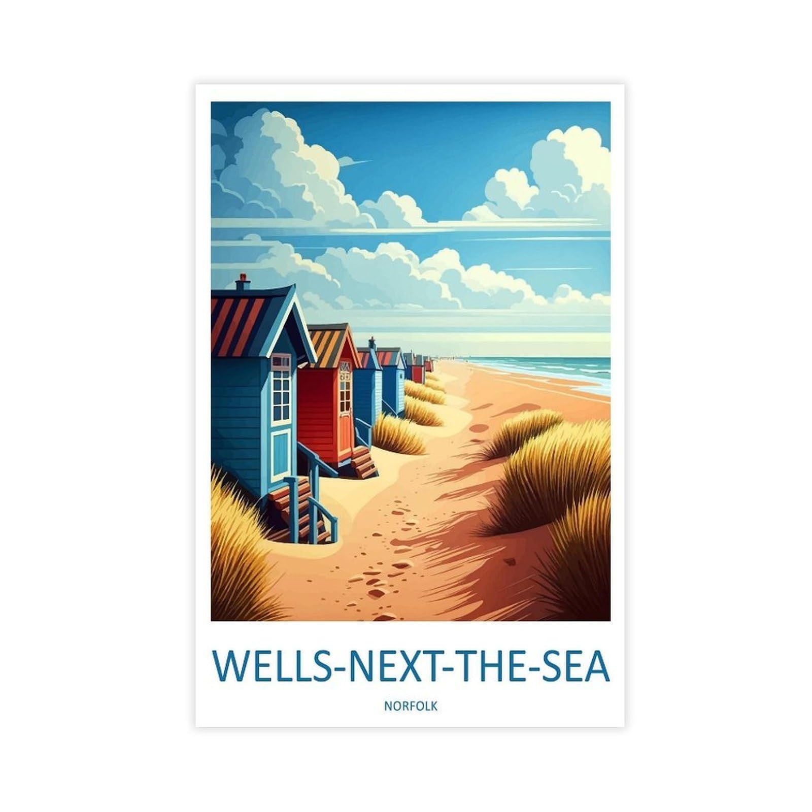 Qogdaf Wells-Next-To-Sea Travel England Canvas Poster Wall Art Decor Print Picture Paintings For Living Room Bedroom Decoration 08X12inch(20X30cm)