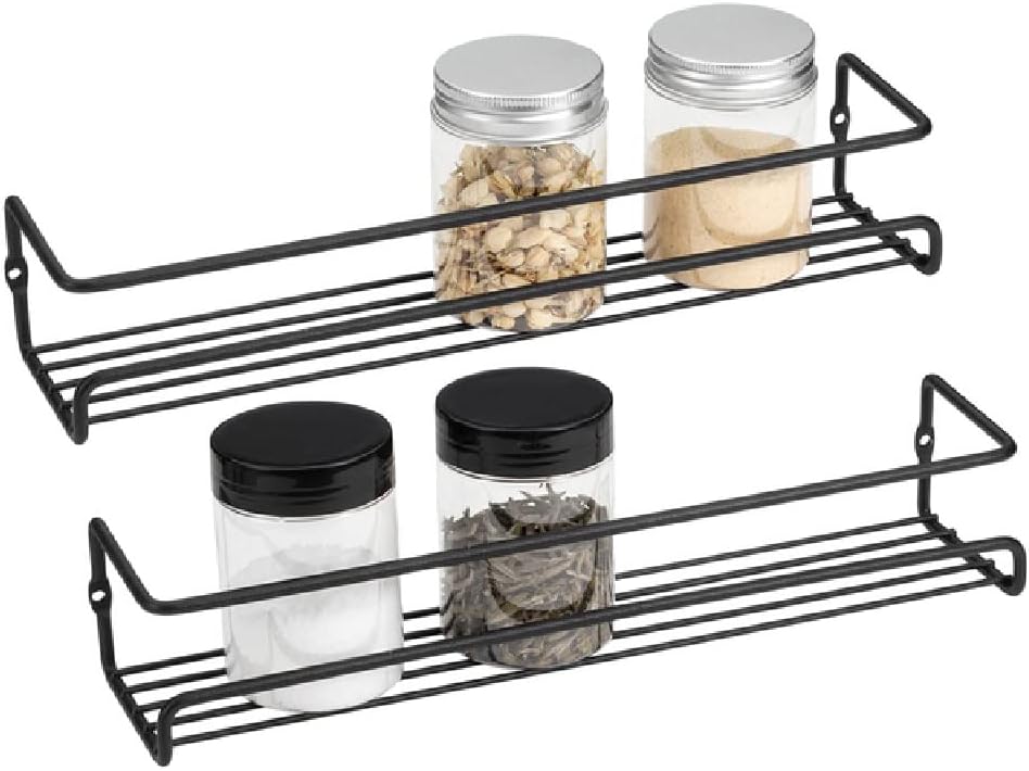 2-Tier Spice Shelf Storage Racks Wall Mounted for Kitchen Cabinet Pantry Door