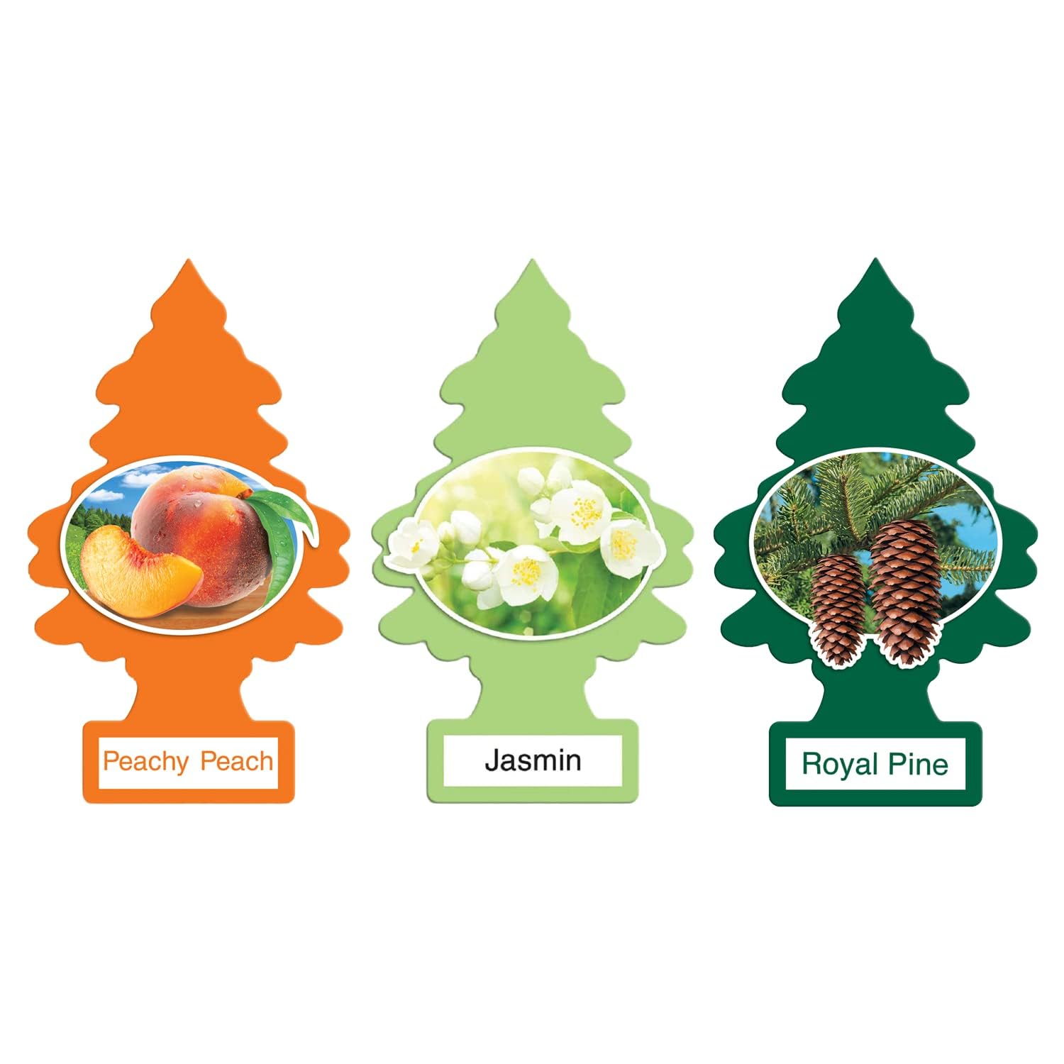 KVB STAR Car Air Freshener | Hanging Tree Provides Long Lasting Scent for Car, Home & Office | Automatic Air Freshener |Jasmin, Peachy Peach, Royal Pine Freshner - (Combo of 3)