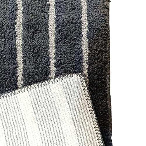 Image of Door Mats for Home | Door Mats for Home Entrance | Door Mat for Bathroom| Soft & Super Absorbent Mats for Shower | Washable, Non-Slip & Quick-Drying Mats (Pack of 2) (Black & White)