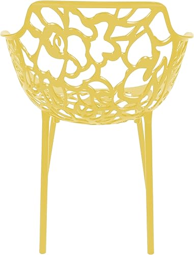 Miniatura 6 de LeisureMod Devon - Sillón apilable de aluminio moderno para interiores y exteriores, color amarillo