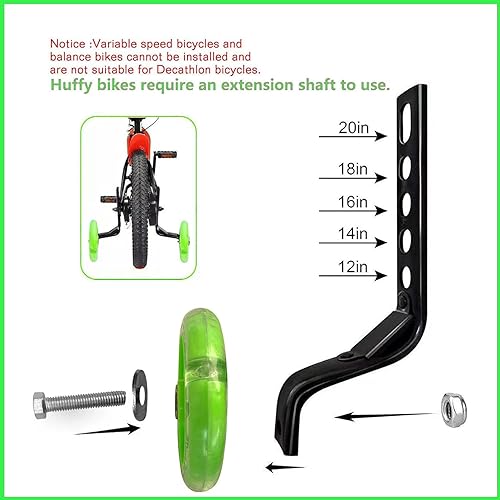 Miniatura 4 de Ruedas de entrenamiento para bicicleta, rueda silenciadora flash compatible con bicicletas de 12 a 20 pulgadas, 1 par (azul)