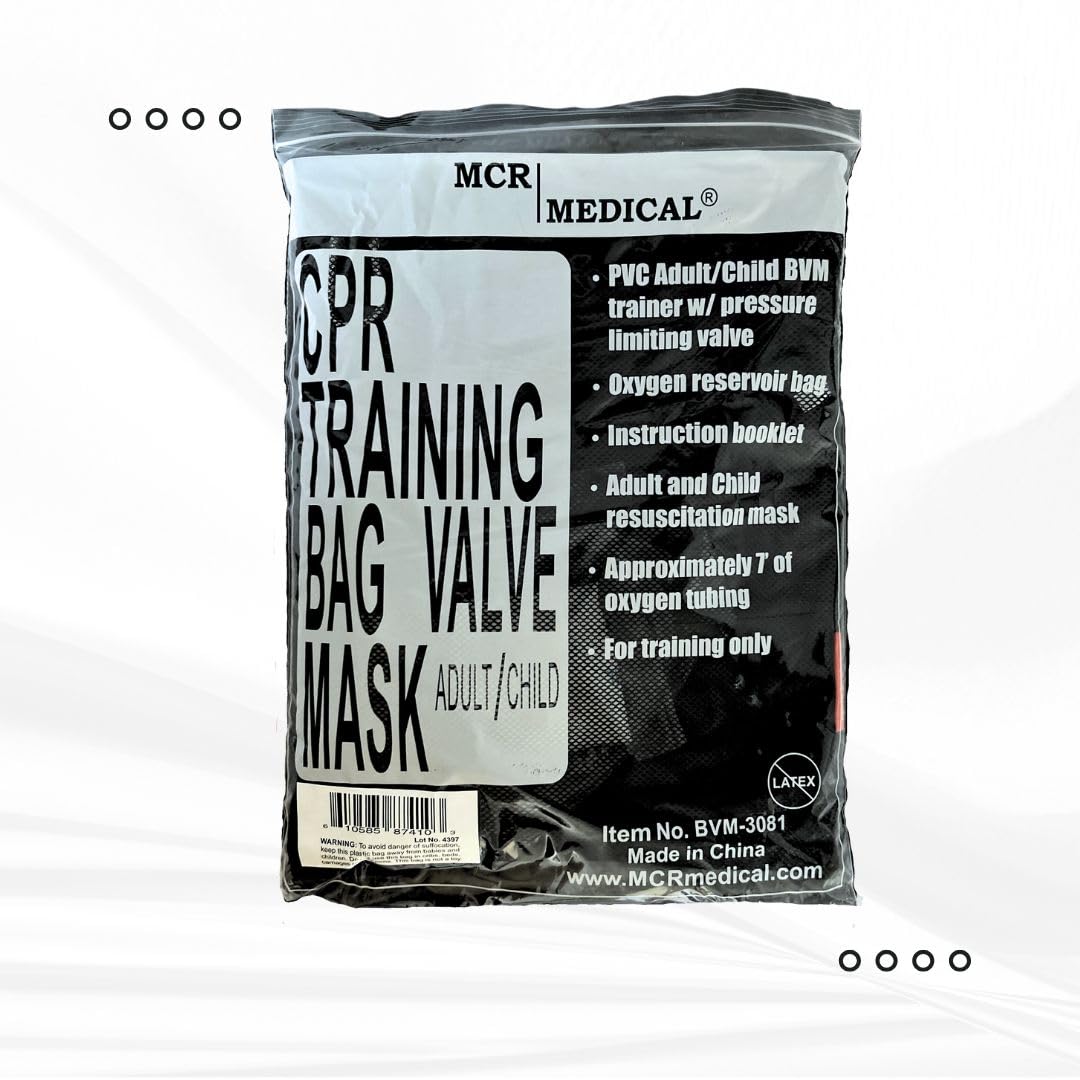MCR Medical CPR Training Bag Valve Mask (BVM) ADULT/CHILD in Mesh Bag, BVM-3081-001