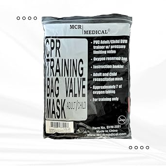 MCR Medical CPR Training Bag Valve Mask (BVM) ADULT/CHILD in Mesh Bag, BVM-3081-001