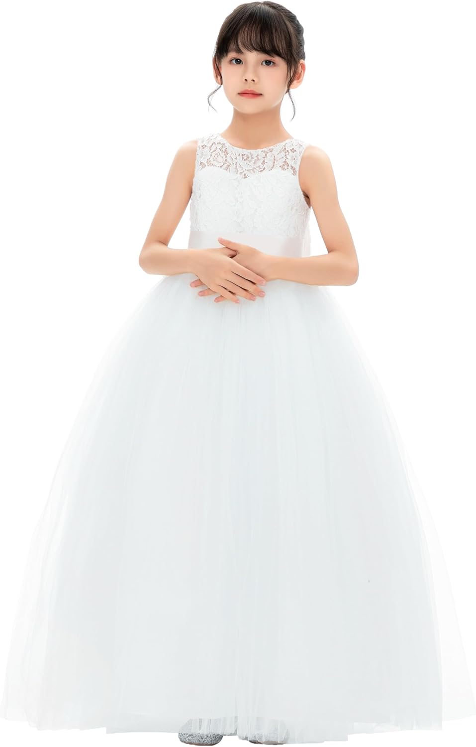 Illusion Lace Flower Girl Dresses for Pageant Occasions Junior Bridesmaid 331