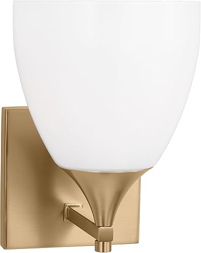 Vista 92 de Scott Living Toffino - Aplique de pared moderno de 2 luces para baño, acabado cromado, con pantallas de vidrio de leche